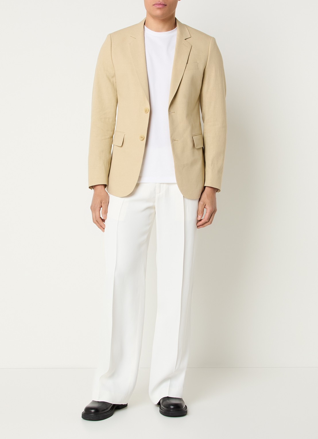 Sandro Regular fit colbert in linnenblend met klepzakken - voorkant 3 khaki
