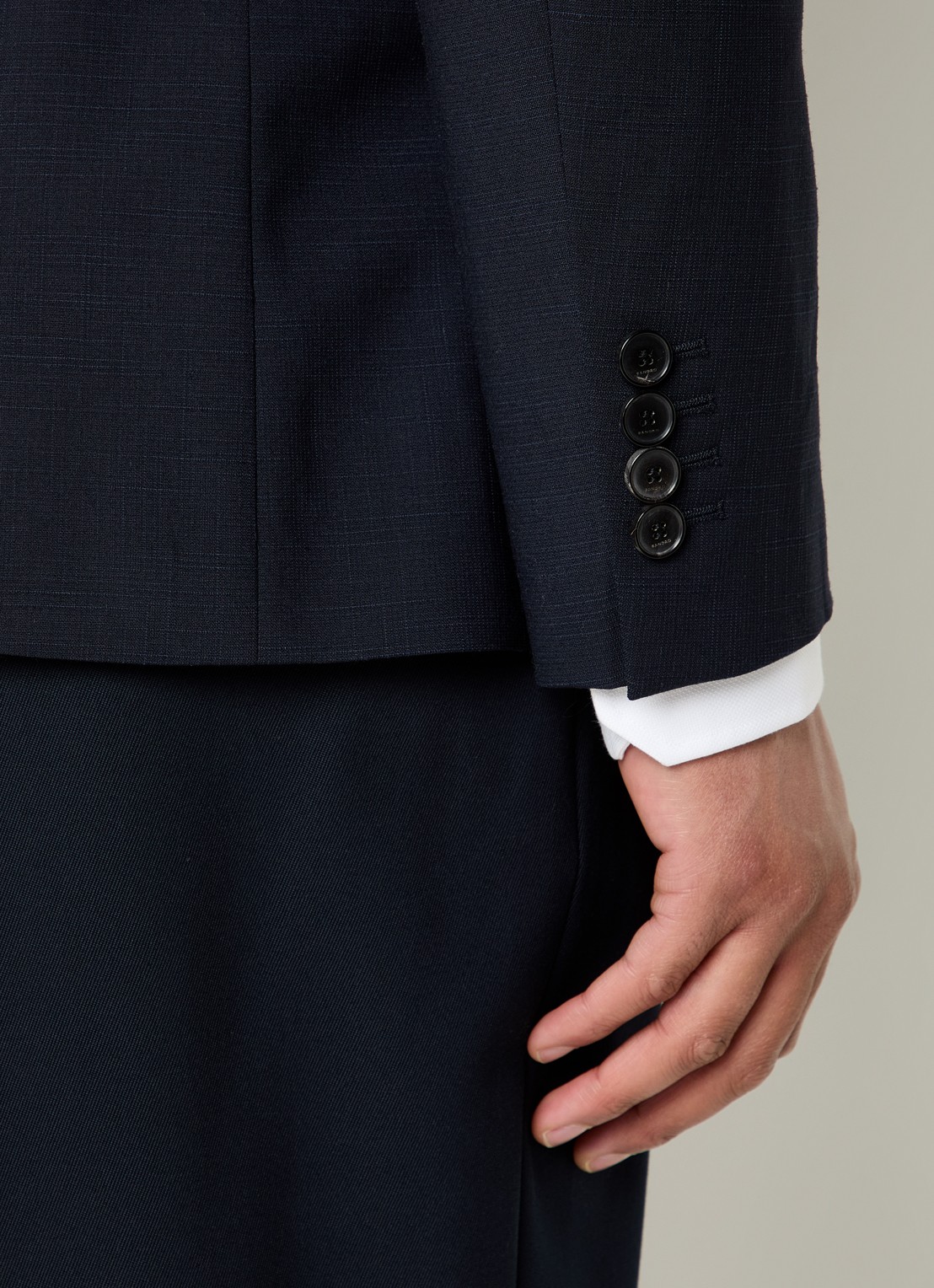 Sandro Regular fit colbert met klepzakken - detail 6 donkerblauw