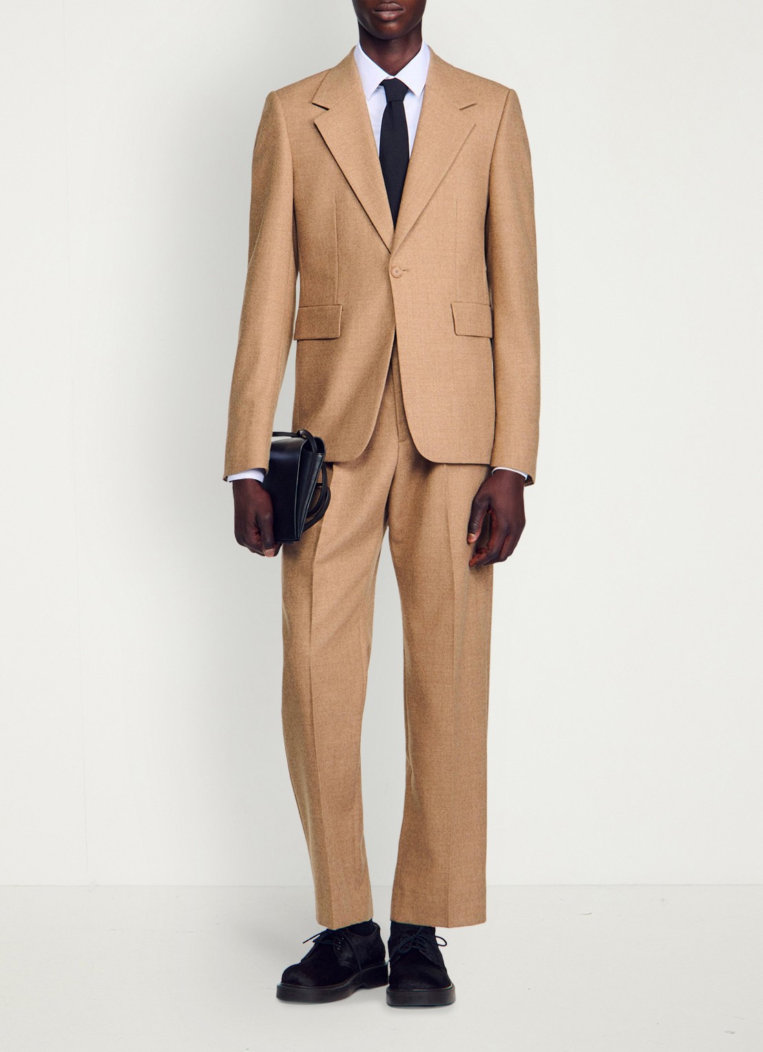 Sandro Regular fit colbert met klepzakken - detail beige