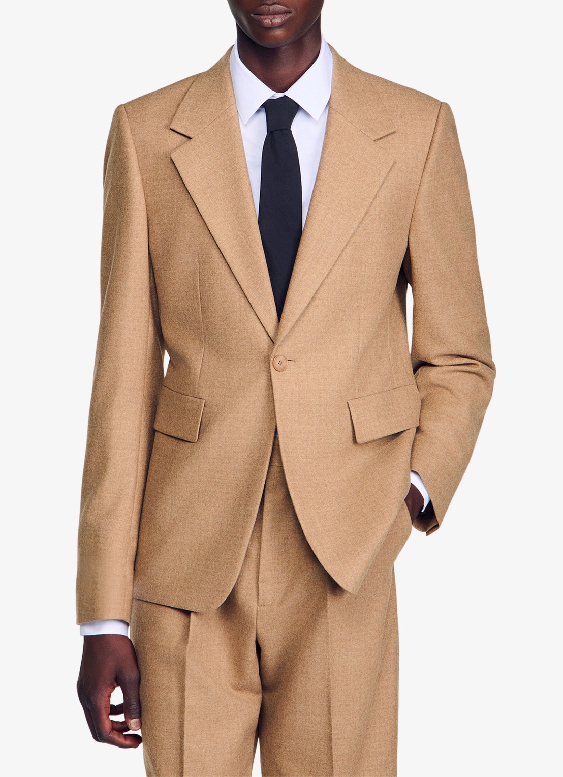 Sandro Regular fit colbert met klepzakken - detail 3 beige
