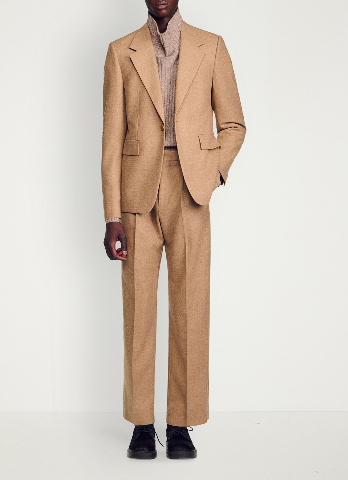 Sandro Regular fit colbert met klepzakken - detail 4 beige