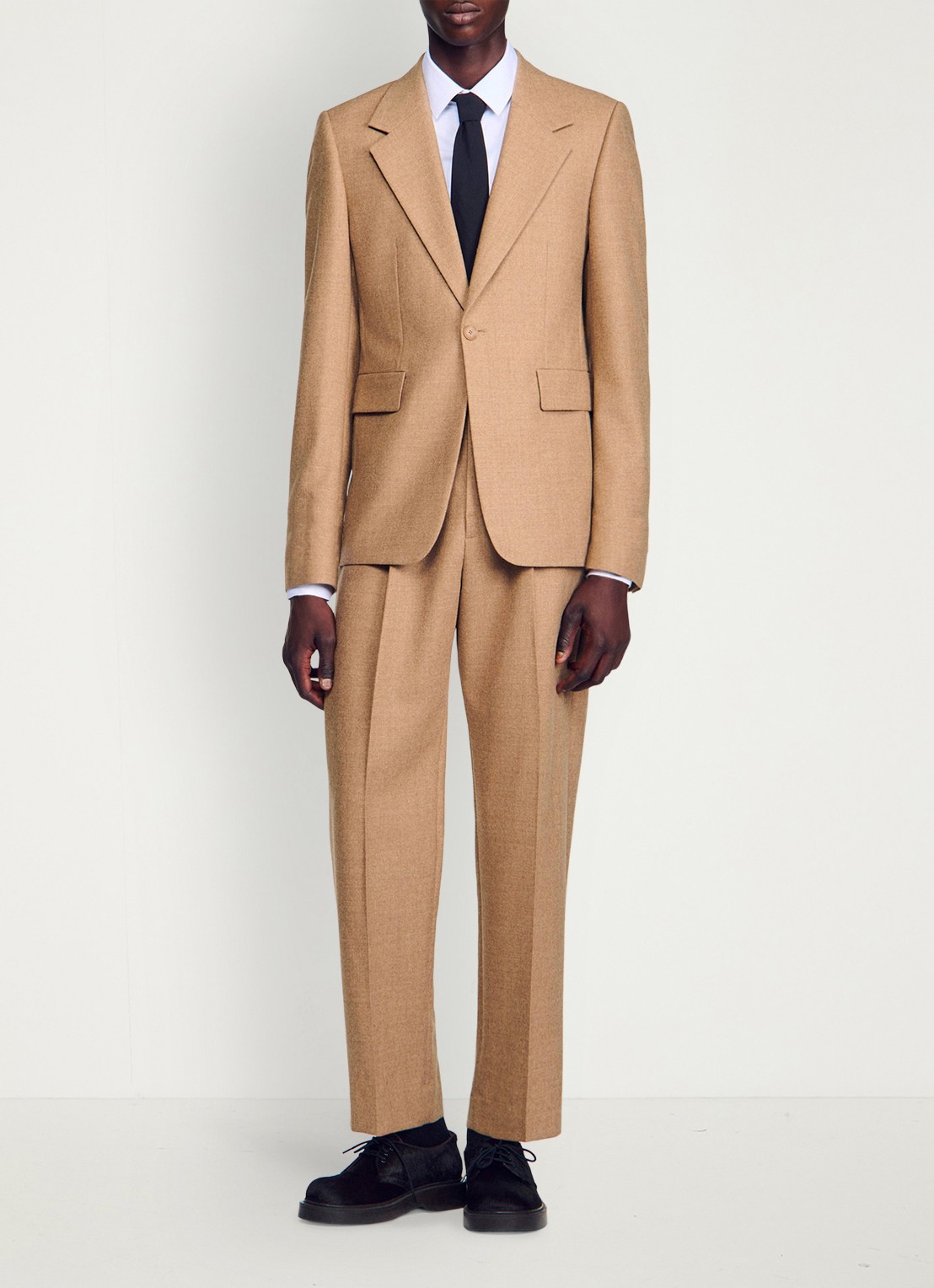 Sandro Regular fit colbert met klepzakken - voorkant 5 beige