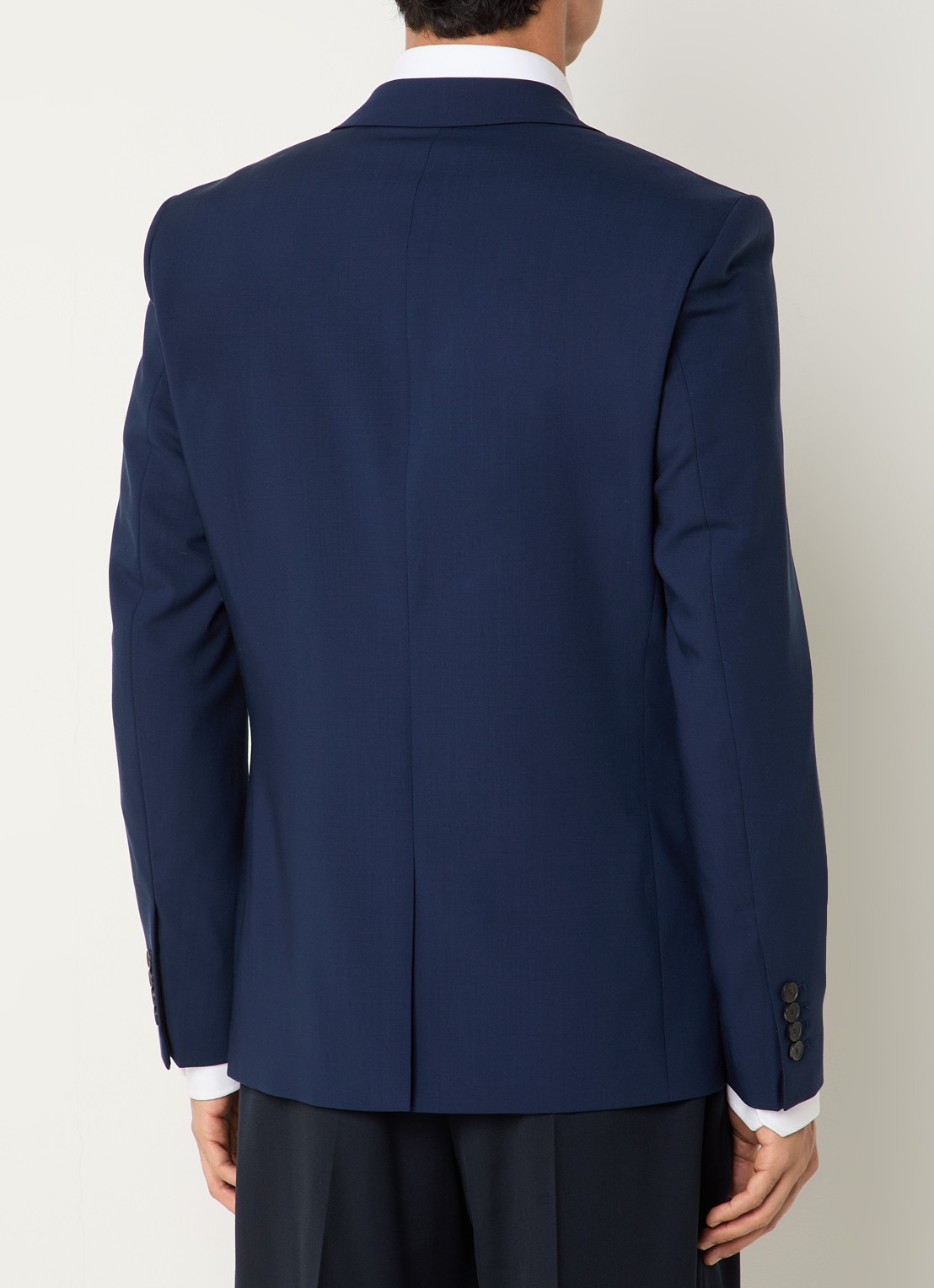 Sandro Regular fit colbert van scheerwol met klepzakken  - achterkant 5 donkerblauw