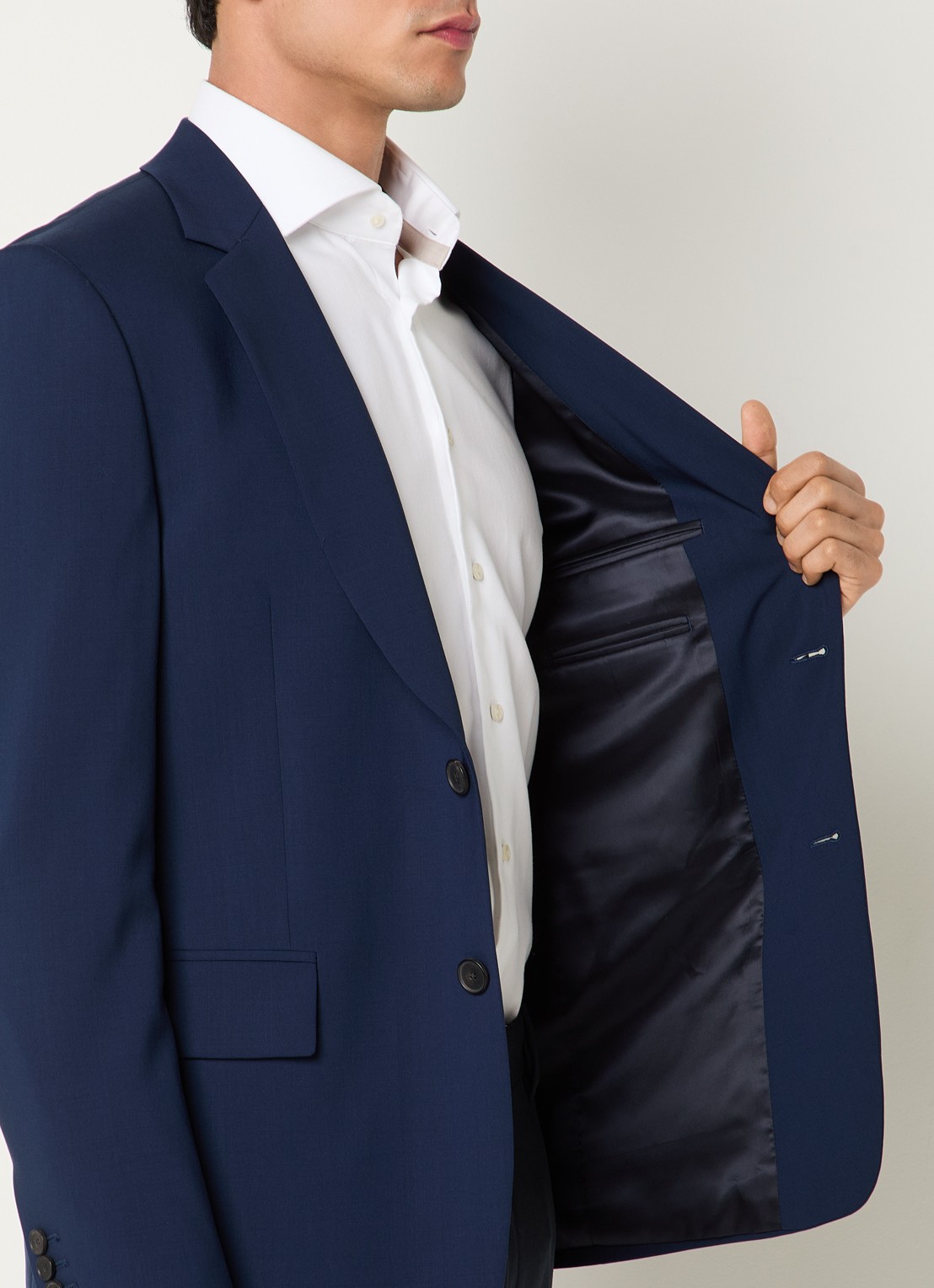 Sandro Regular fit colbert van scheerwol met klepzakken  - detail 2 donkerblauw