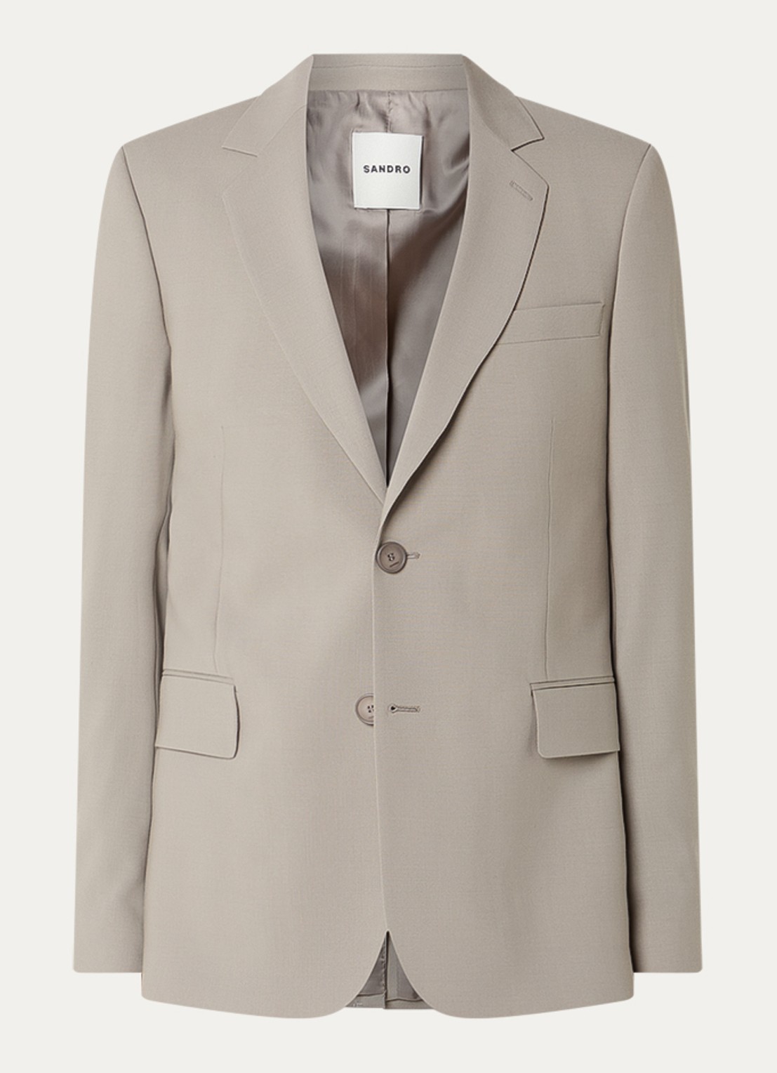 Sandro Regular fit colbert van scheerwol met klepzakken  - voorkant 2 grijs