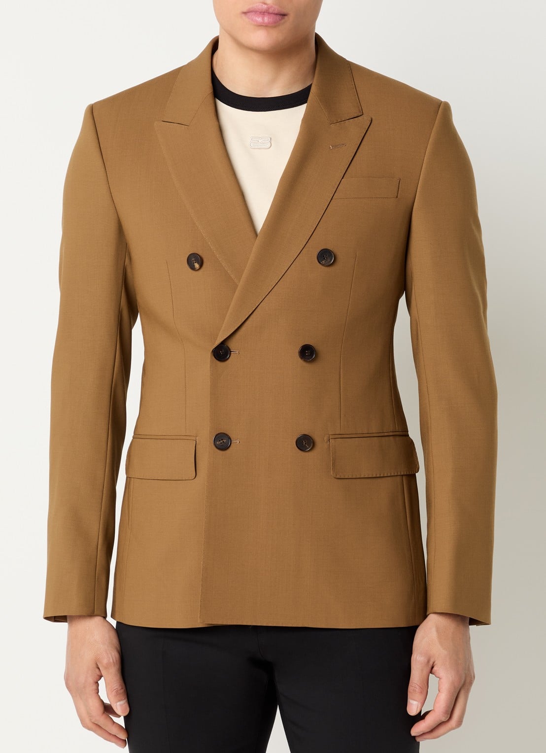 Sandro Regular fit colbert van scheerwol met klepzakken - detail 4 bruin