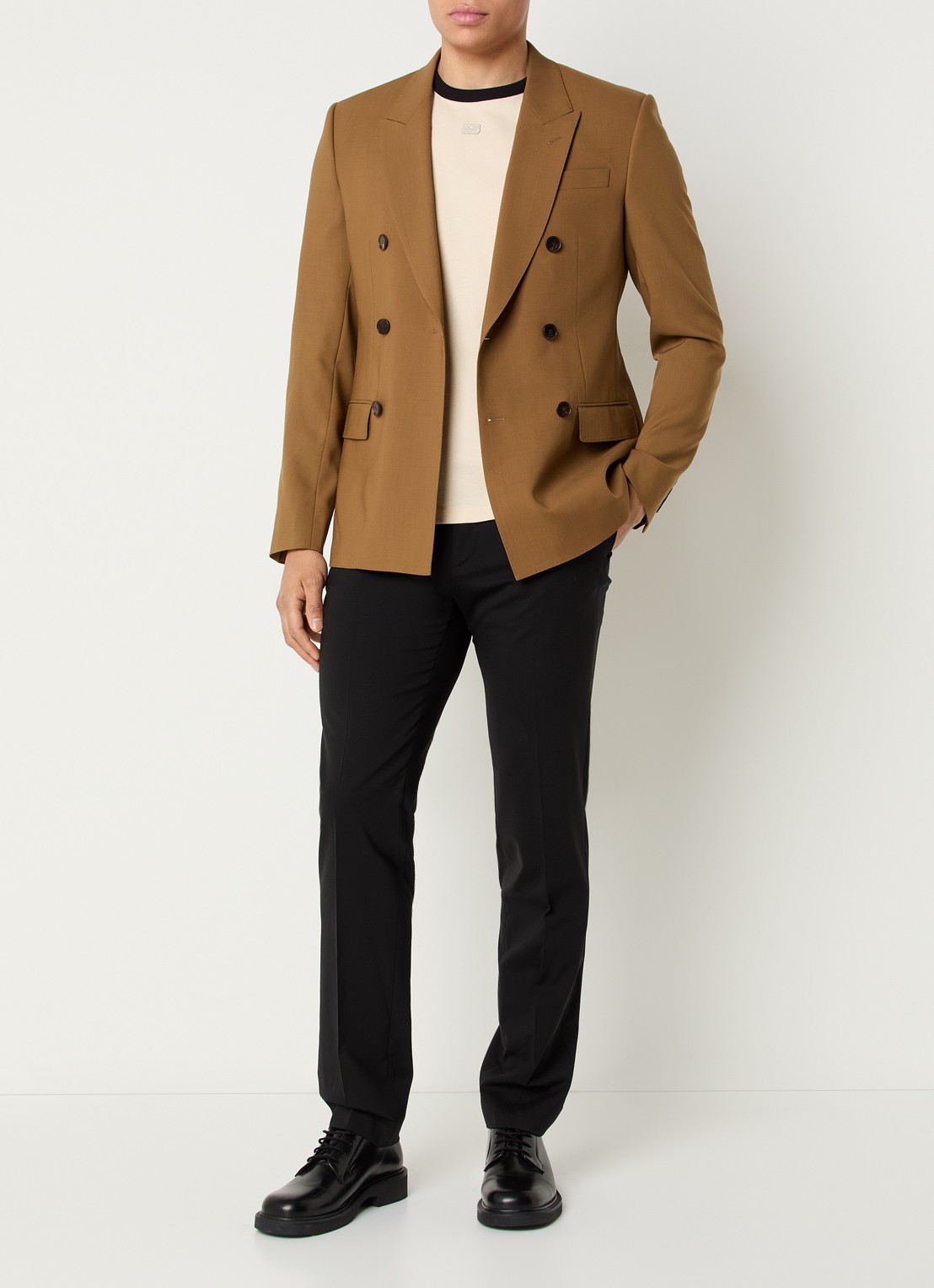 Sandro Regular fit colbert van scheerwol met klepzakken - voorkant 2 bruin