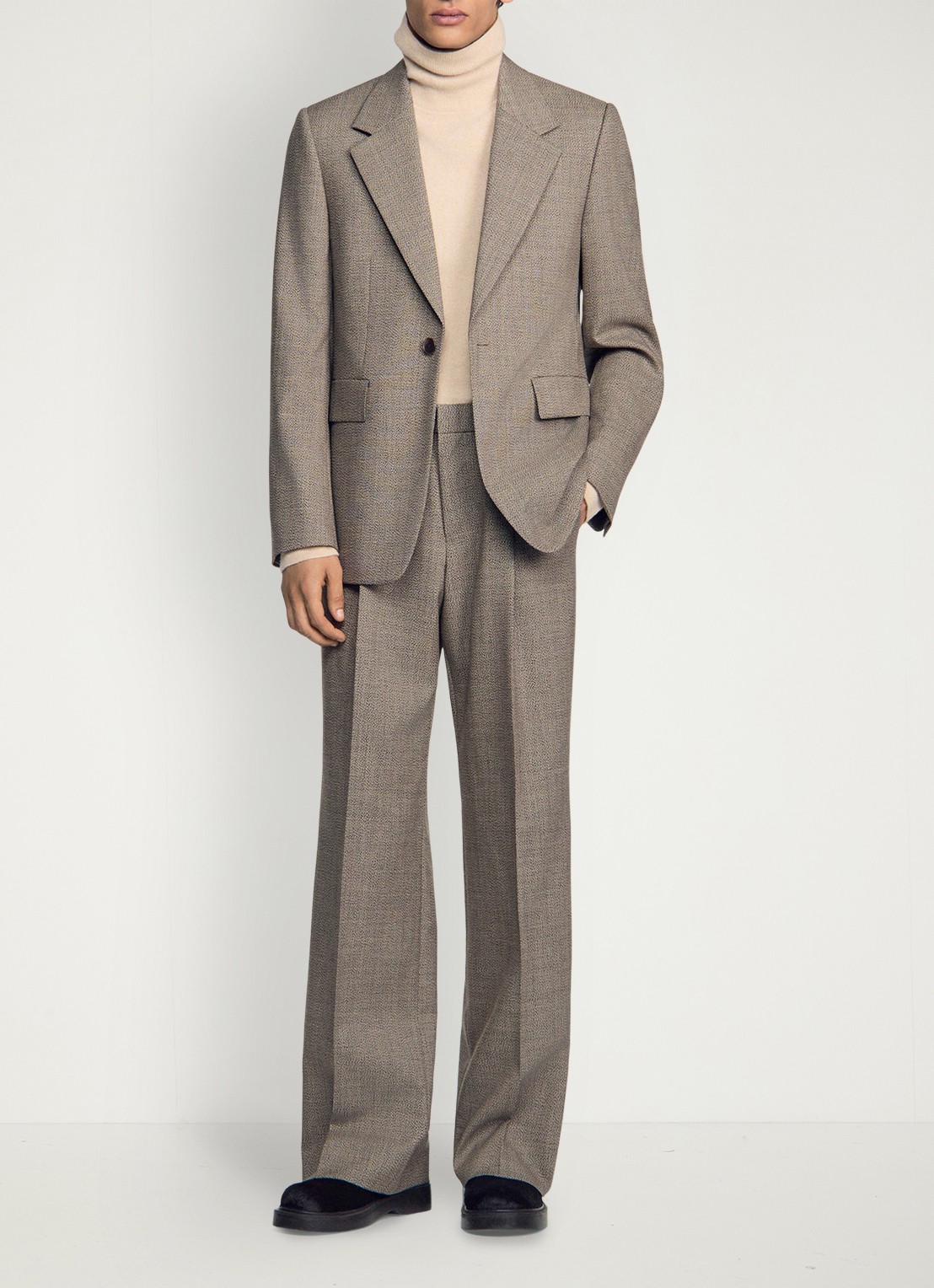 Sandro Regular fit colbert van scheerwol - detail brown / bruin