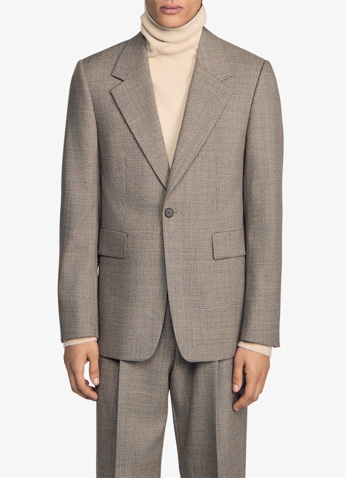 Sandro Regular fit colbert van scheerwol - detail 3 brown / bruin
