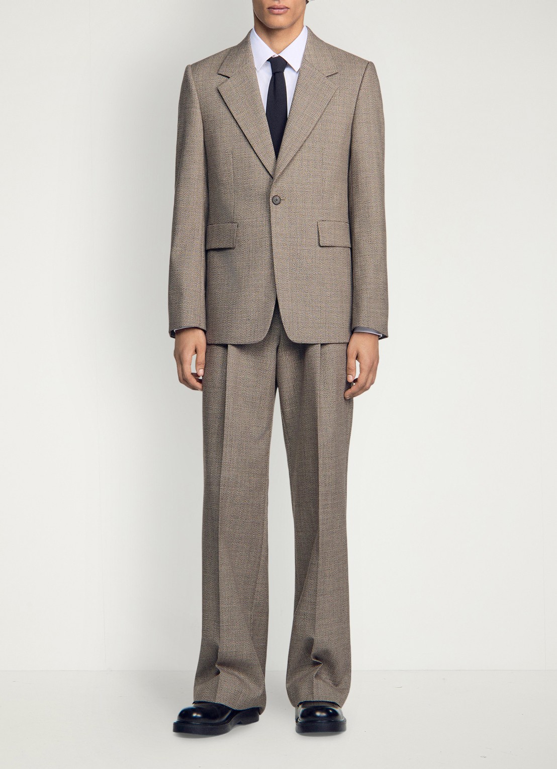 Sandro Regular fit colbert van scheerwol - detail 4 brown / bruin