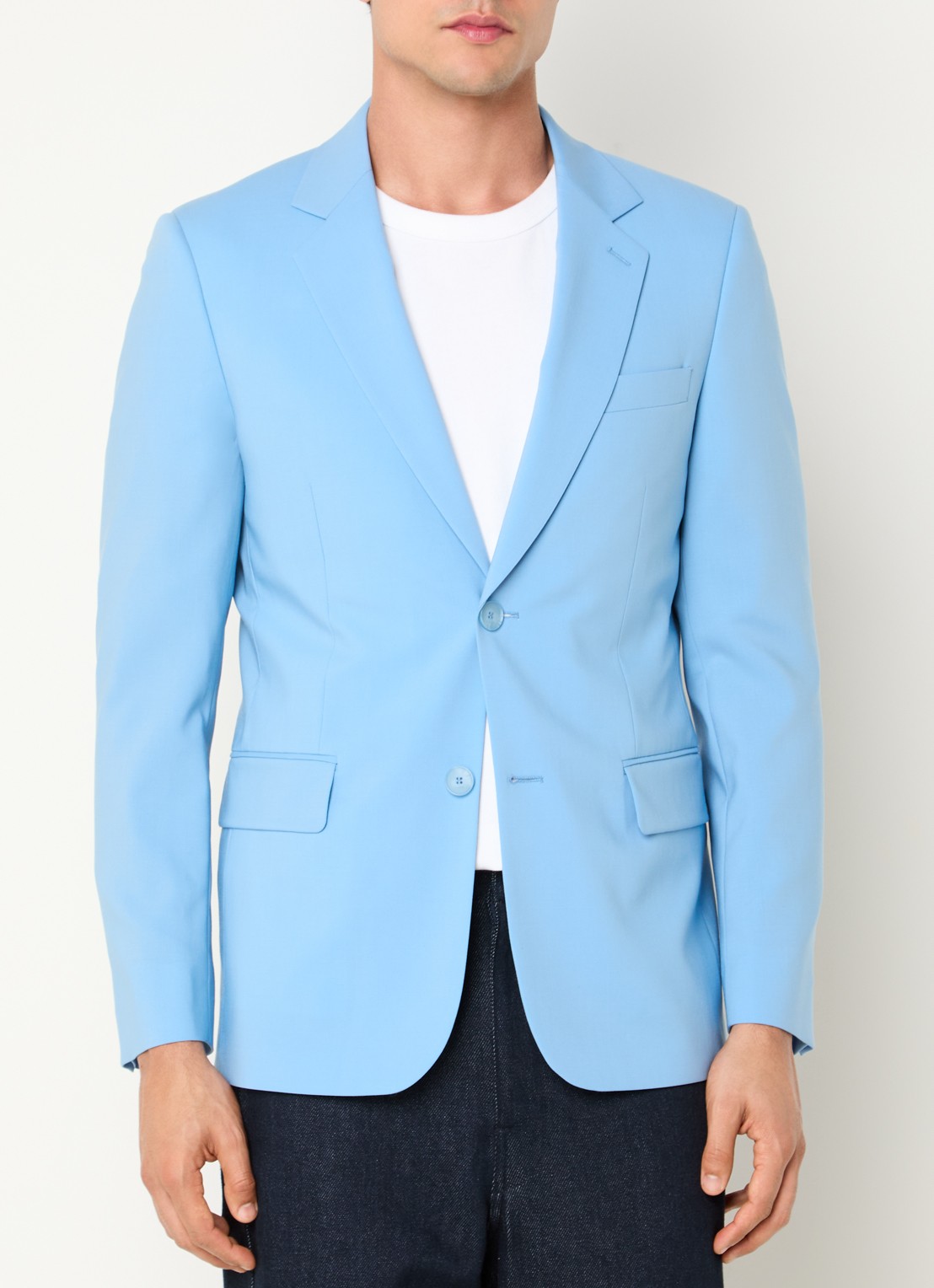 Sandro Regular fit colbert van wol  - detail 4 lichtblauw
