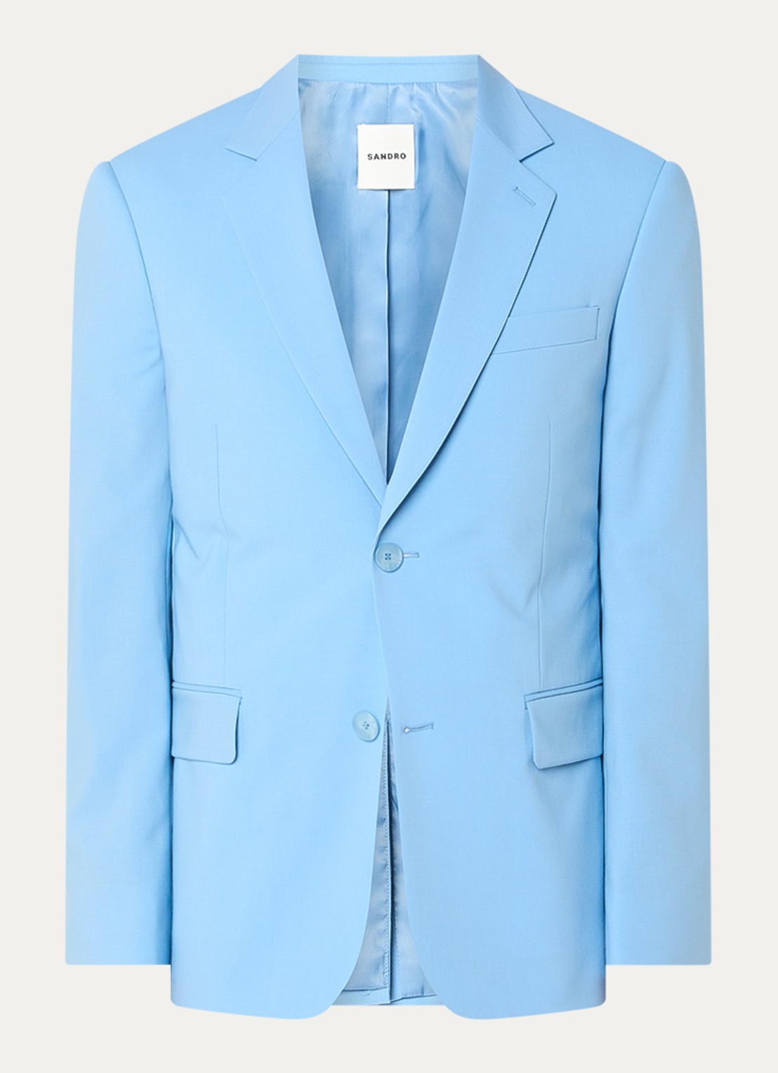 Sandro Regular fit colbert van wol  - voorkant lichtblauw