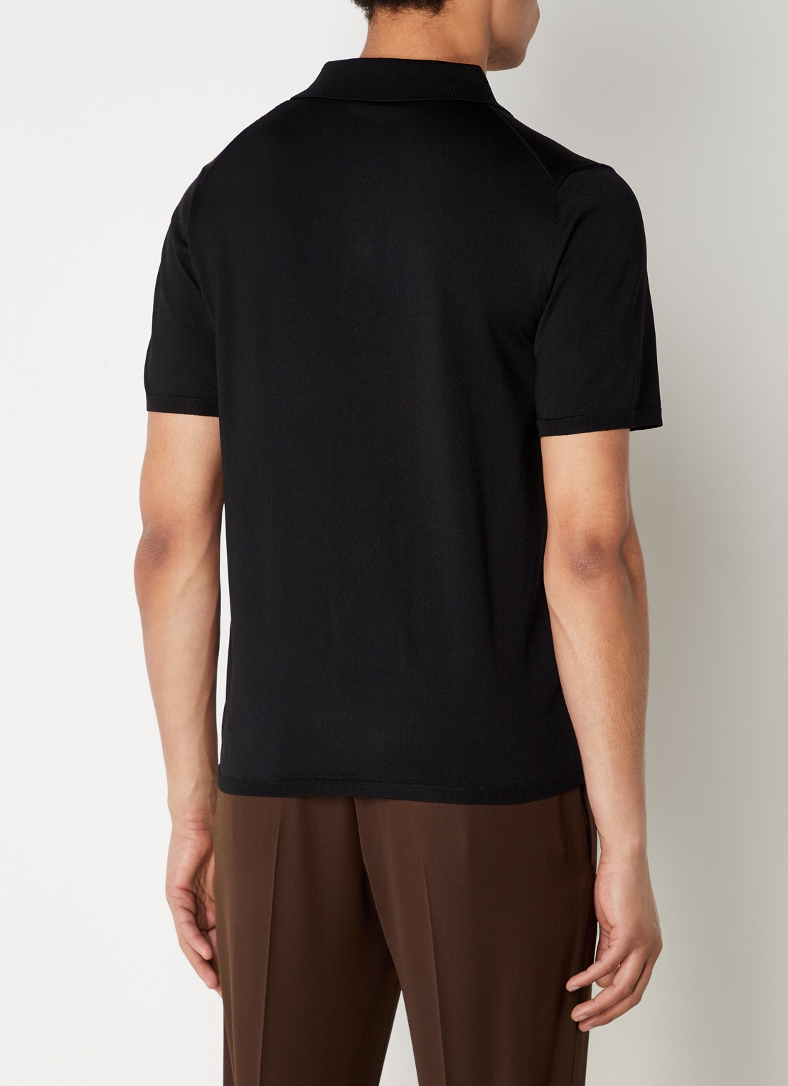 Sandro Regular fit fijngebreide polo met stretch  - achterkant zwart