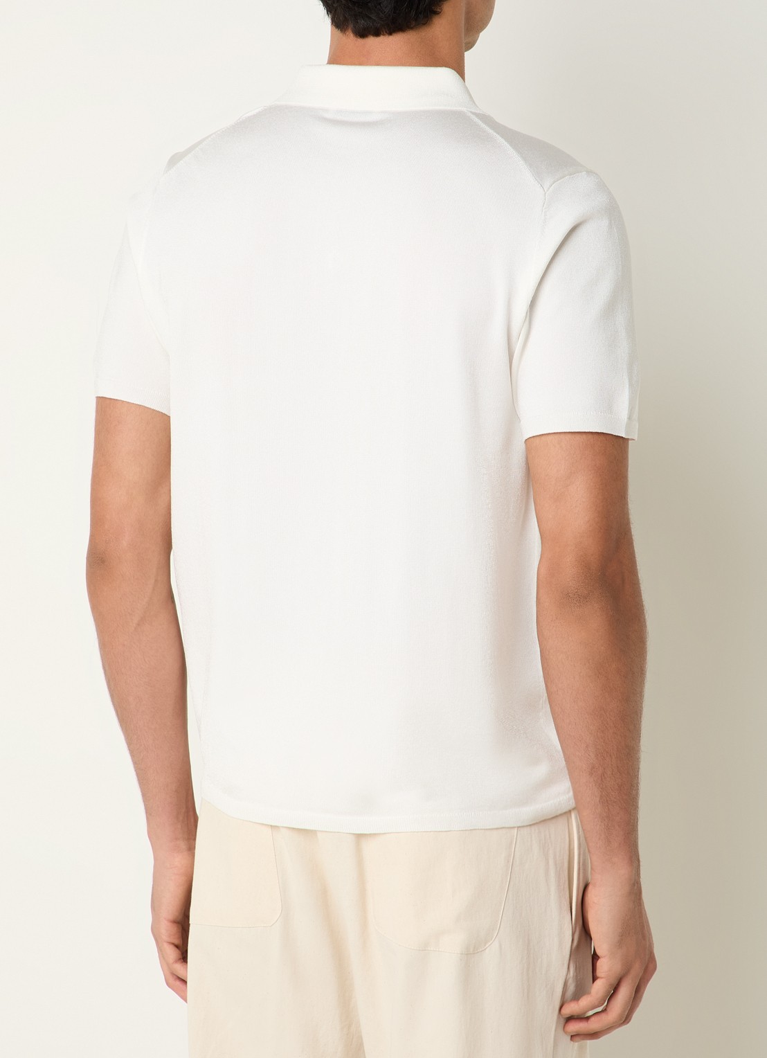 Sandro Regular fit fijngebreide polo met stretch  - achterkant wit