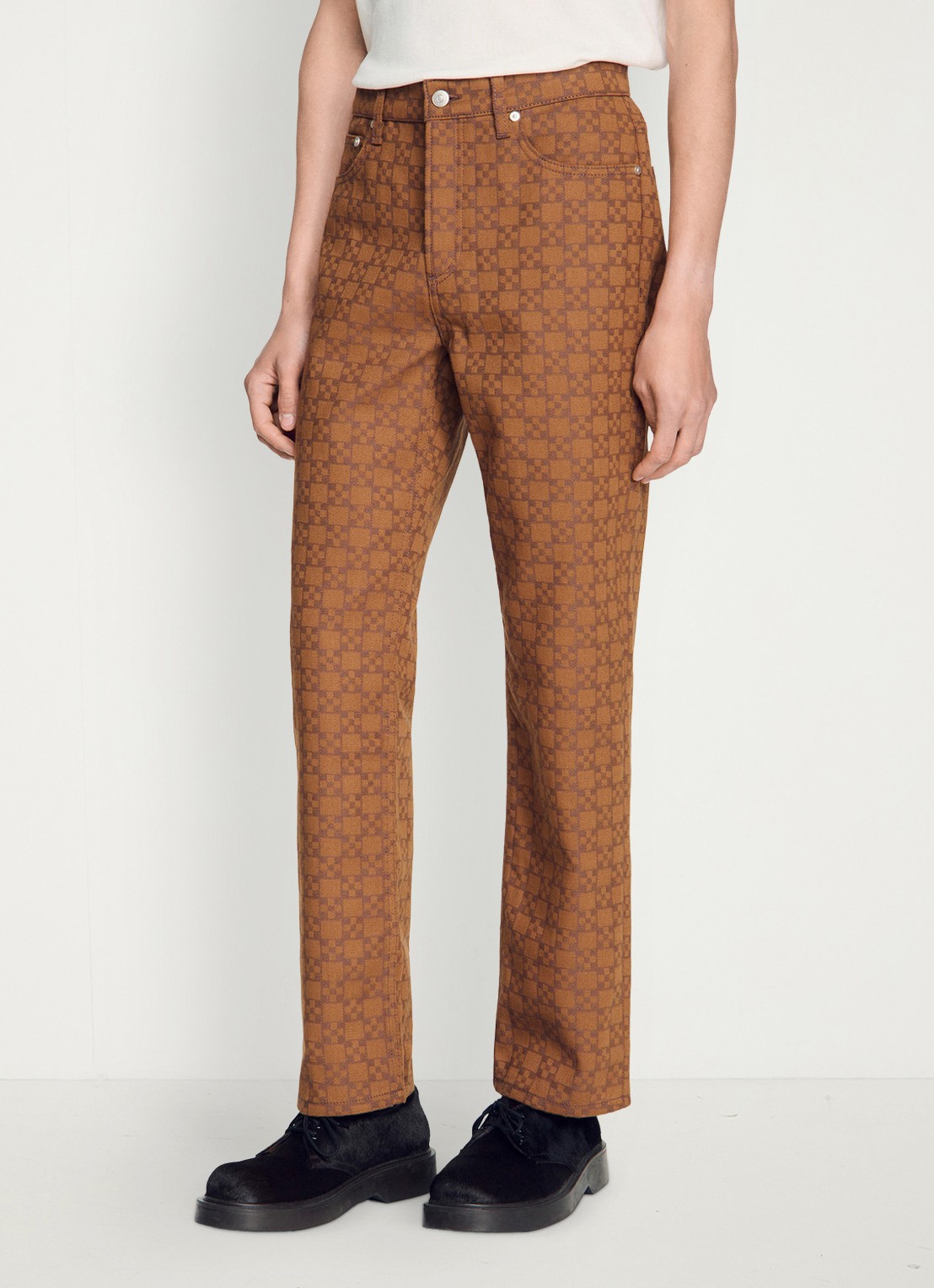 Sandro Regular fit jeans met gekleurde wassing en ruitdessin - detail 2 camel