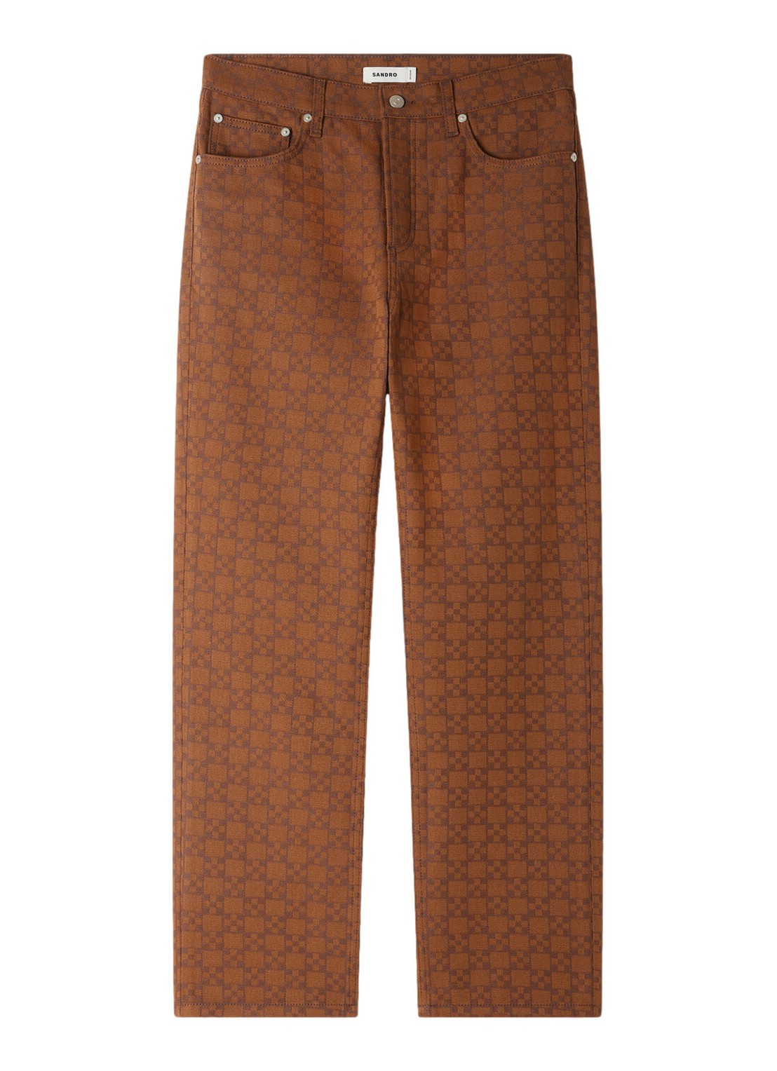 Sandro Regular fit jeans met gekleurde wassing en ruitdessin - voorkant 5 camel