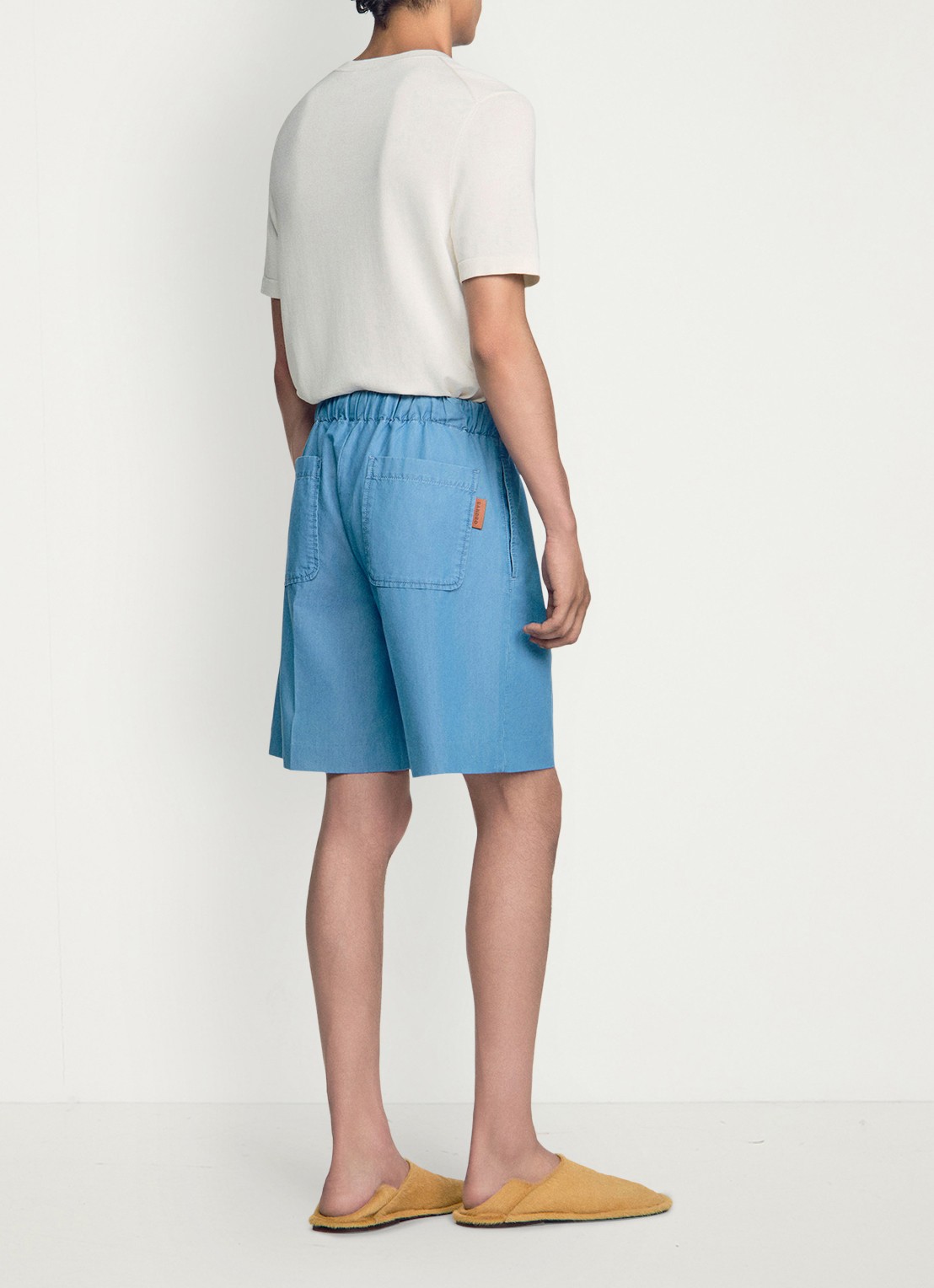 Sandro Regular fit korte broek van chambray - achterkant 6 chambray / blauw