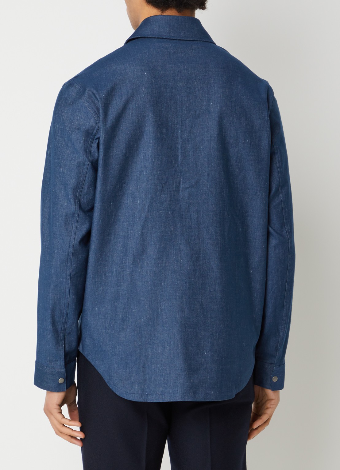 Sandro Regular fit overhemd in linnenblend met borstzakken - achterkant 2 indigo