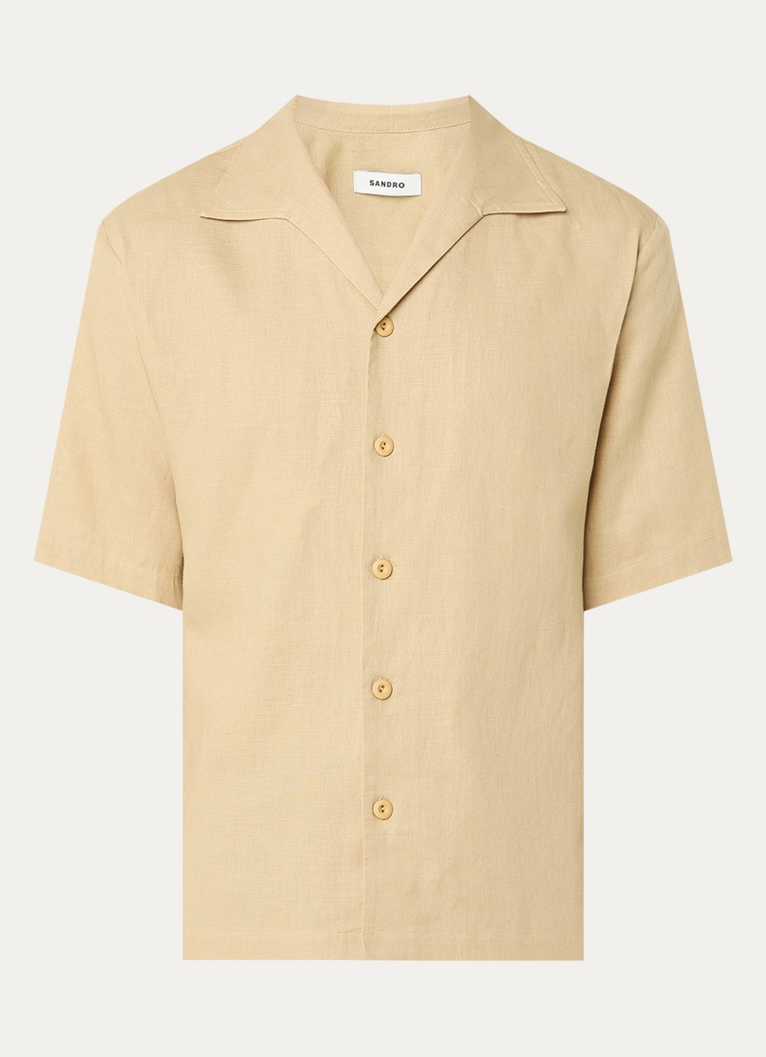 Sandro Regular fit overhemd in linnenblend - voorkant 3 beige