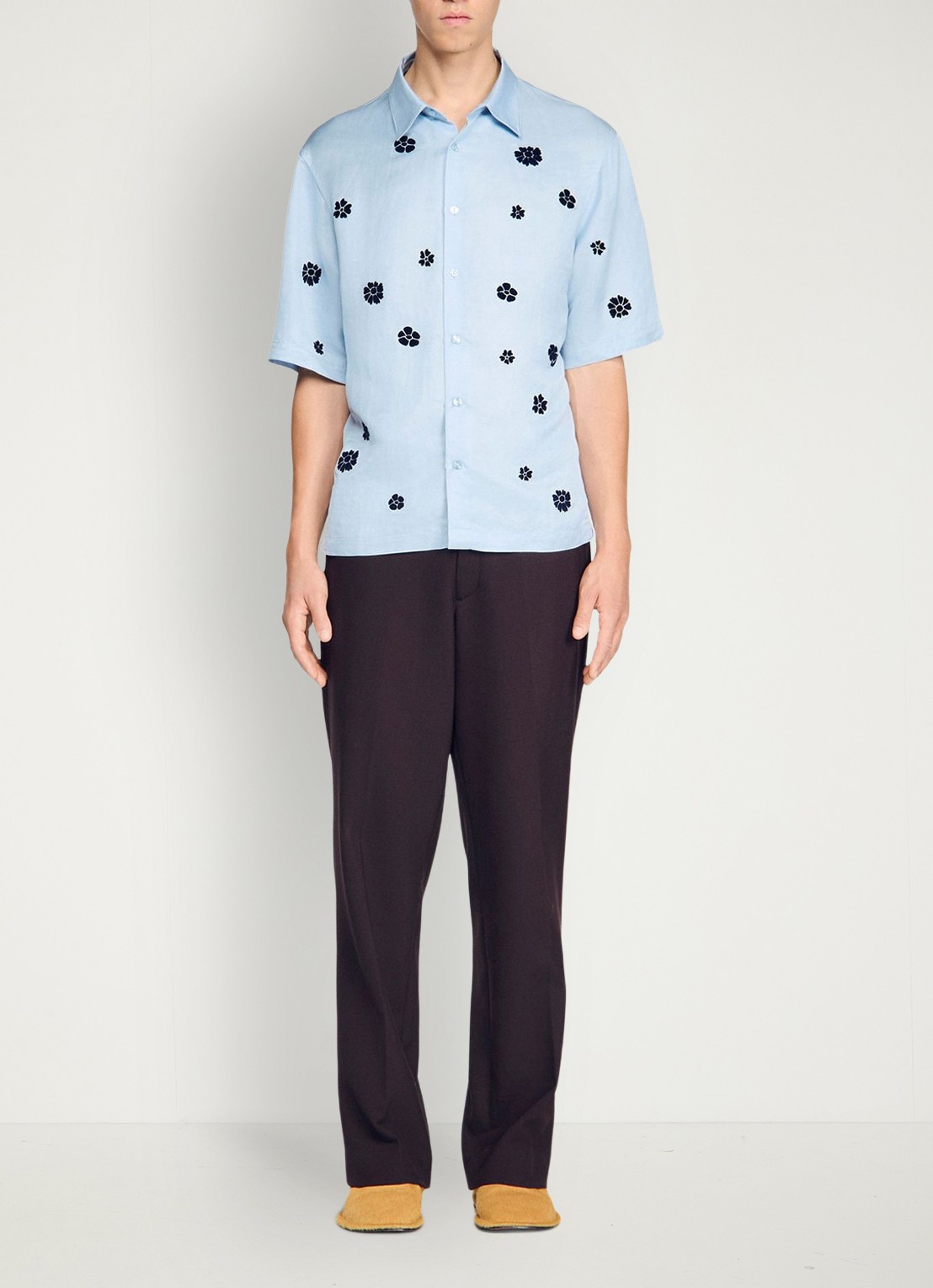 Sandro Regular fit overhemd met bloemenprint - detail 5 lichtblauw