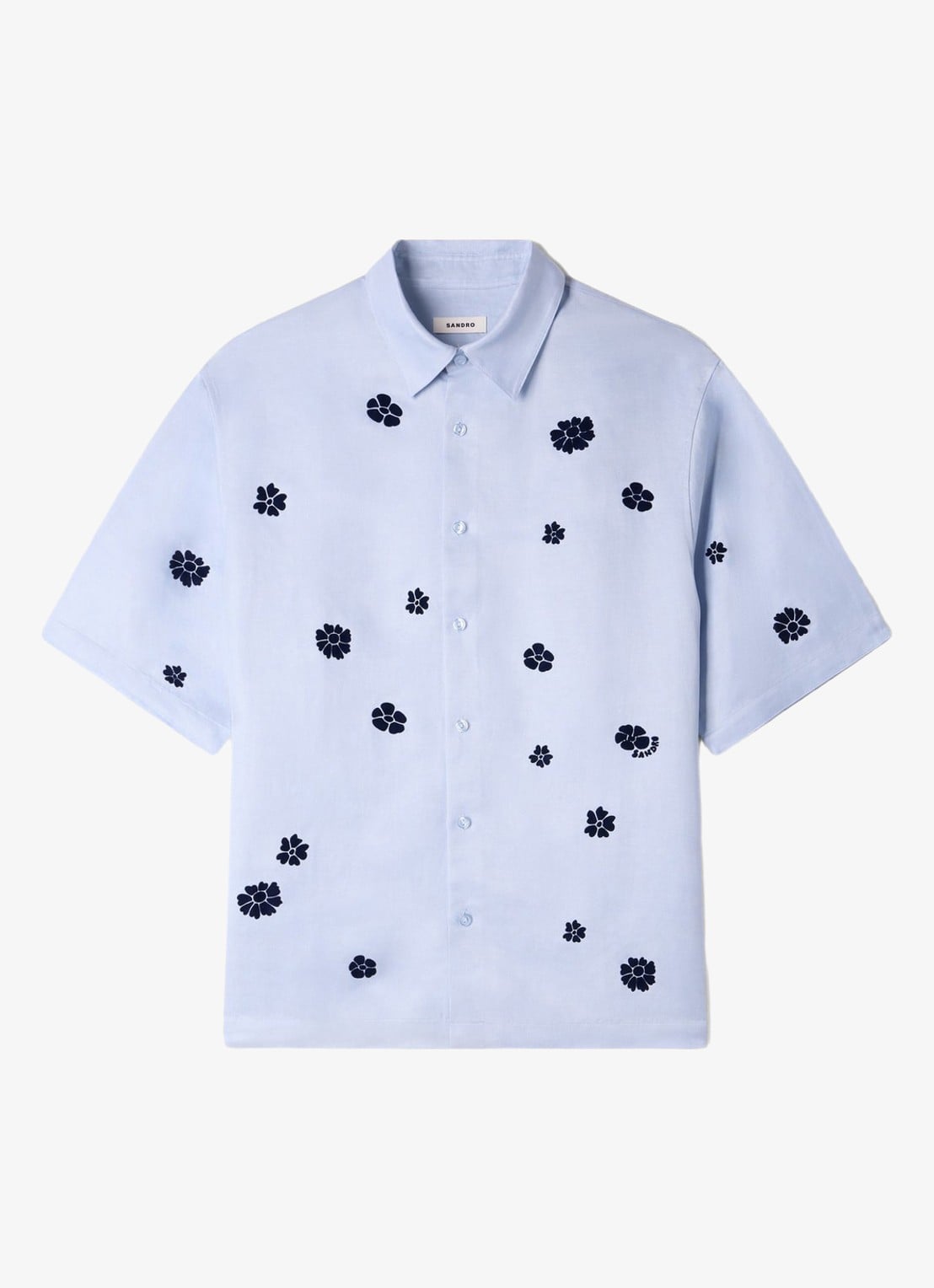 Sandro Regular fit overhemd met bloemenprint - voorkant lichtblauw