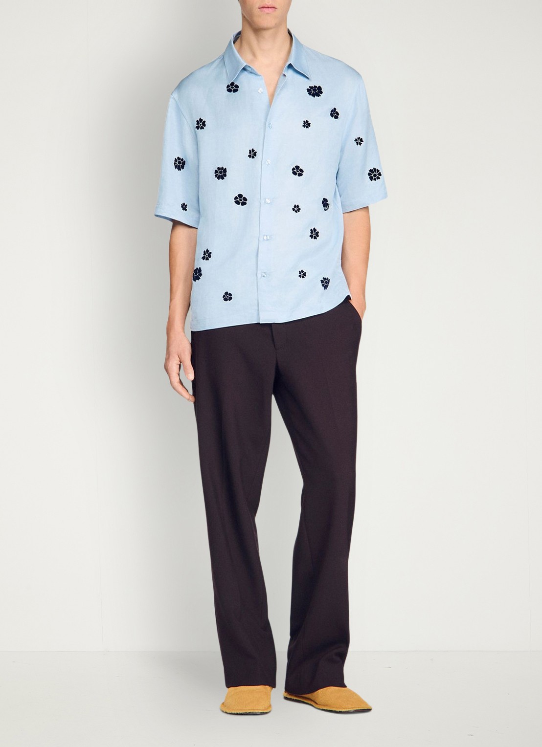 Sandro Regular fit overhemd met bloemenprint - voorkant 2 lichtblauw