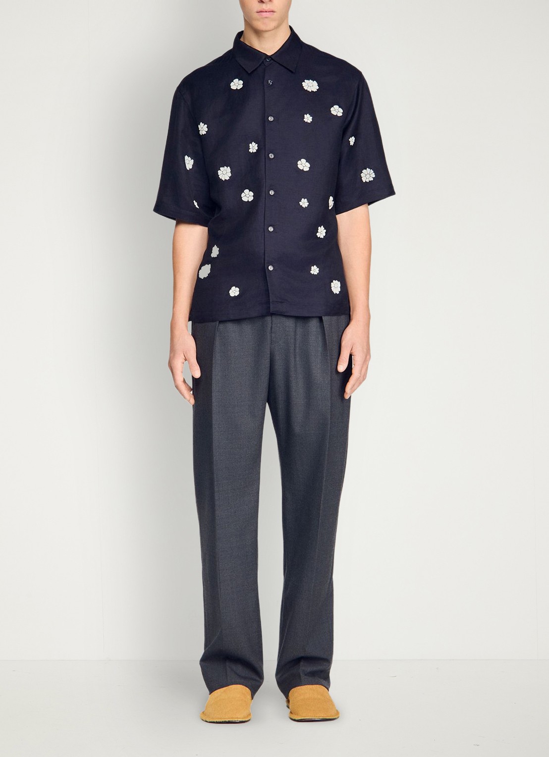 Sandro Regular fit overhemd met bloemenprint - detail 5 donkerblauw