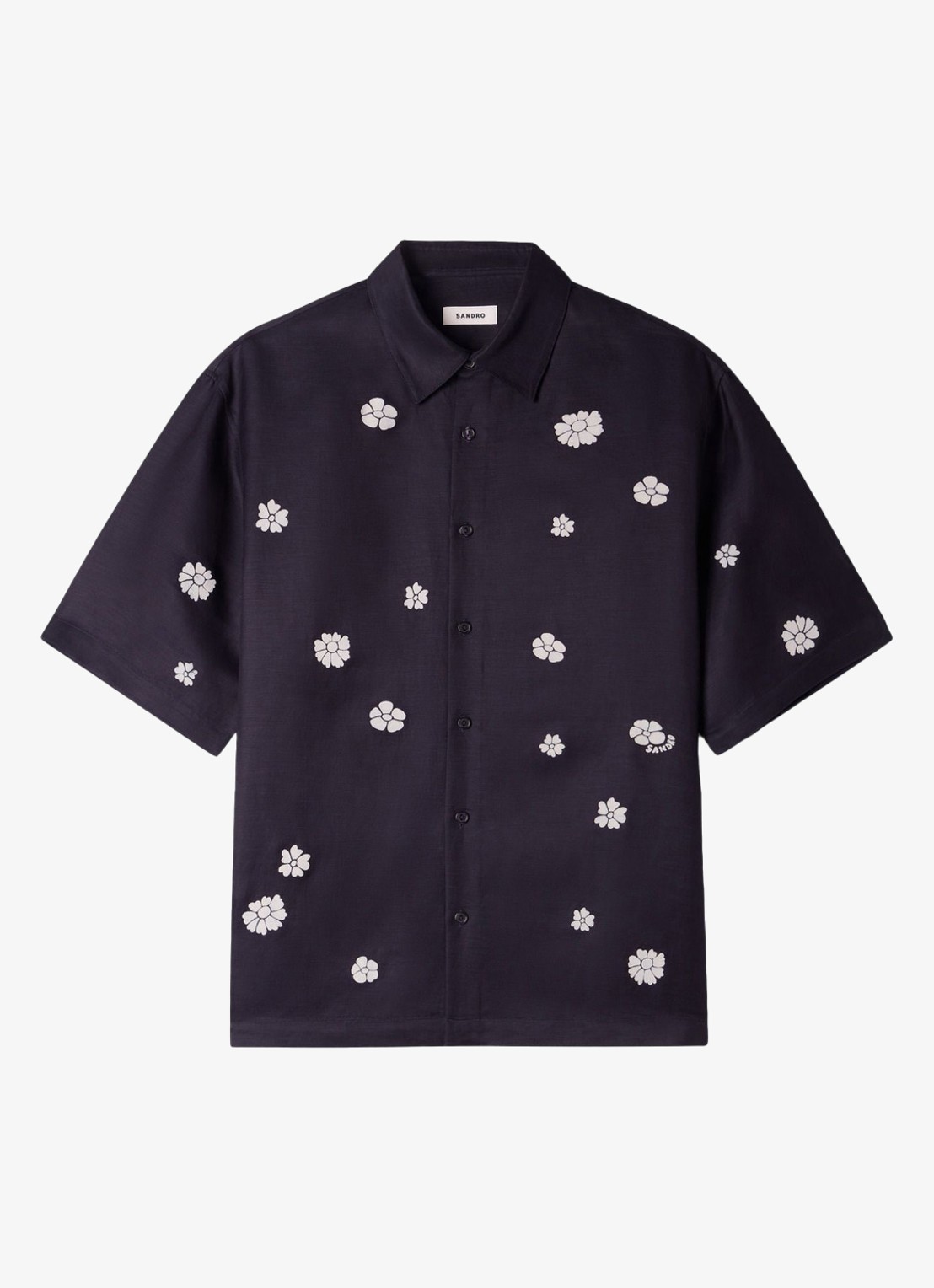 Sandro Regular fit overhemd met bloemenprint - voorkant donkerblauw
