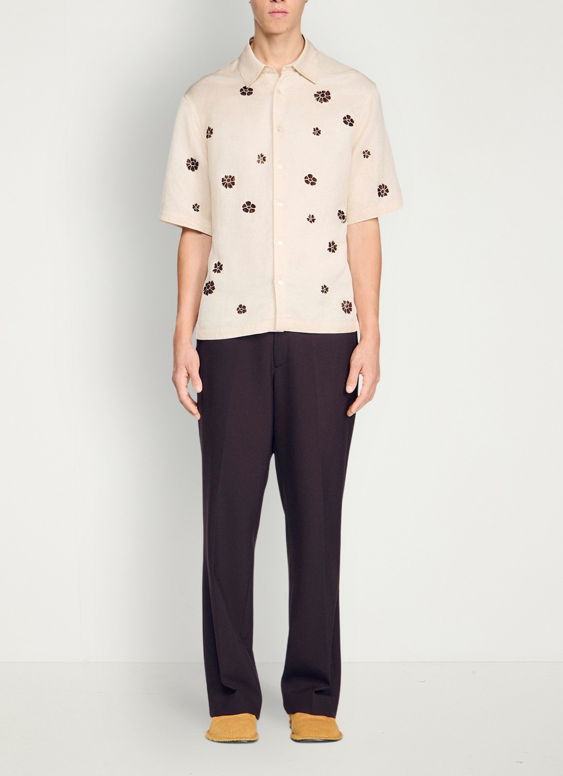 Sandro Regular fit overhemd met bloemenprint - detail 4 ivoor