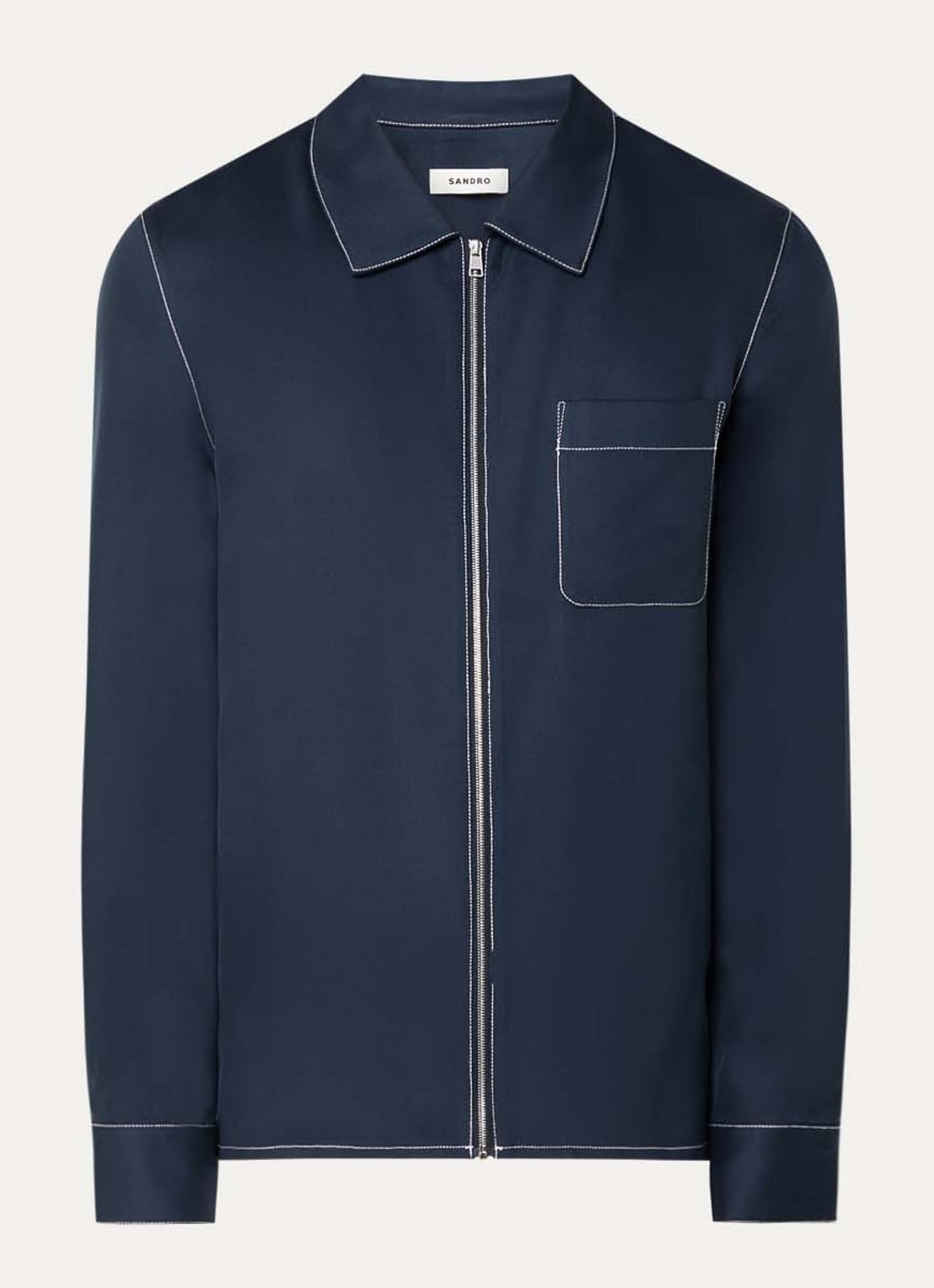 Sandro Regular fit overhemd met borstzak - voorkant donkerblauw