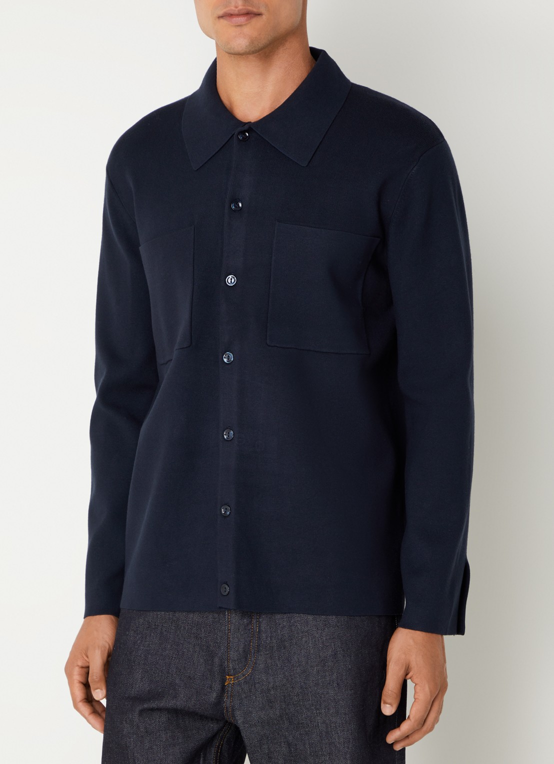 Sandro Regular fit overhemd met borstzakken - detail 3 donkerblauw