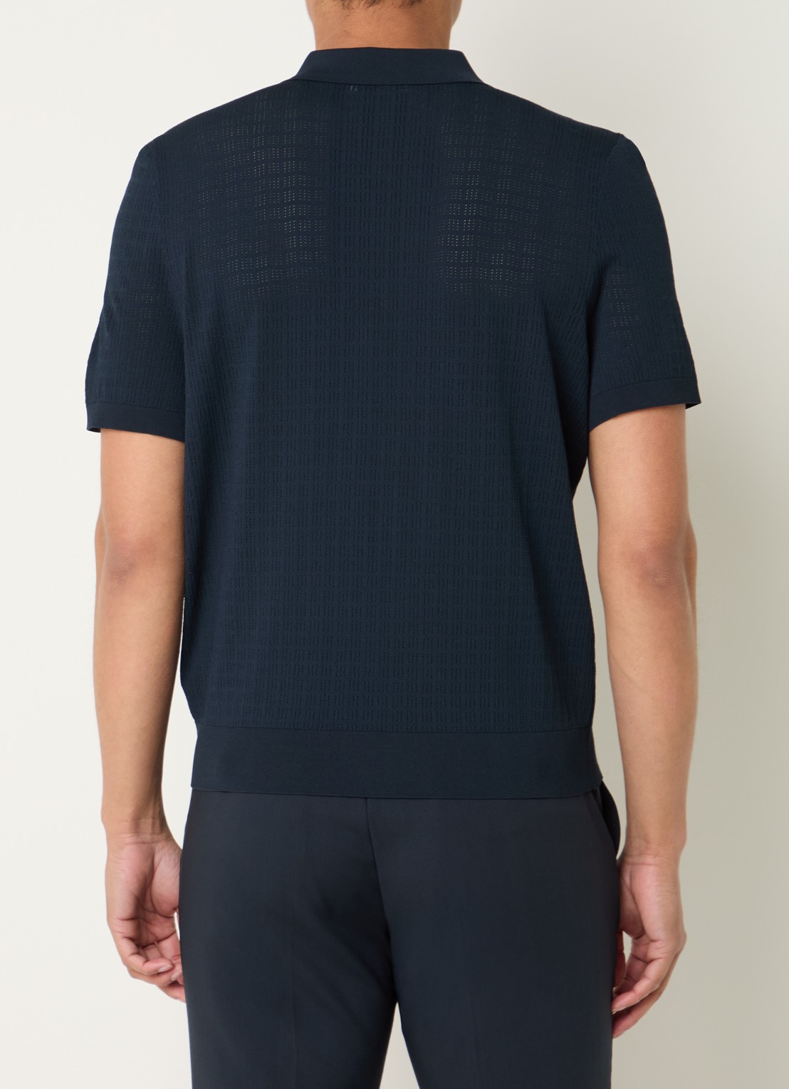 Sandro Regular fit overhemd met opengewerkt dessin - achterkant 3 donkerblauw