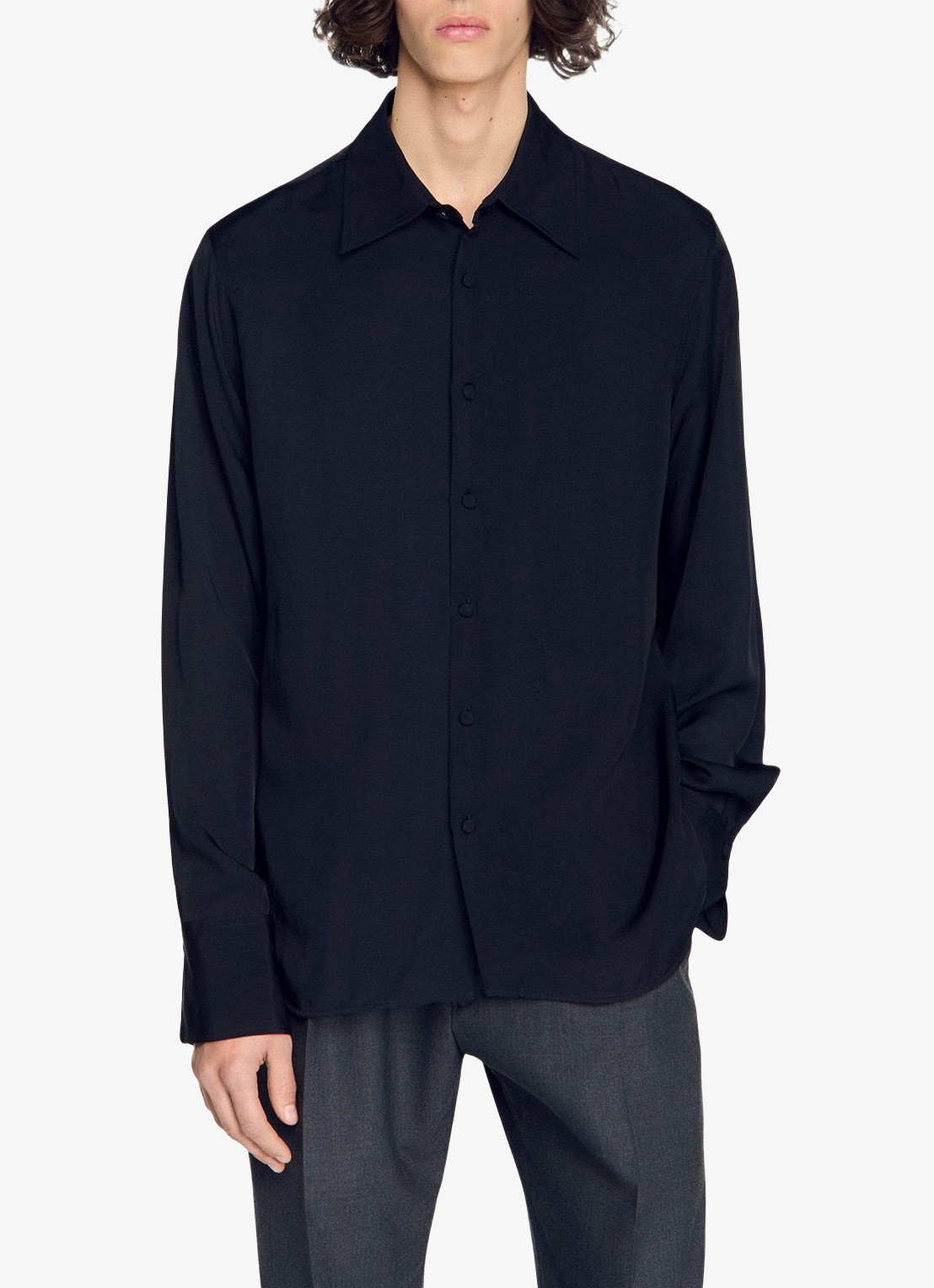 Sandro Regular fit overhemd met plooien - detail 2 zwart