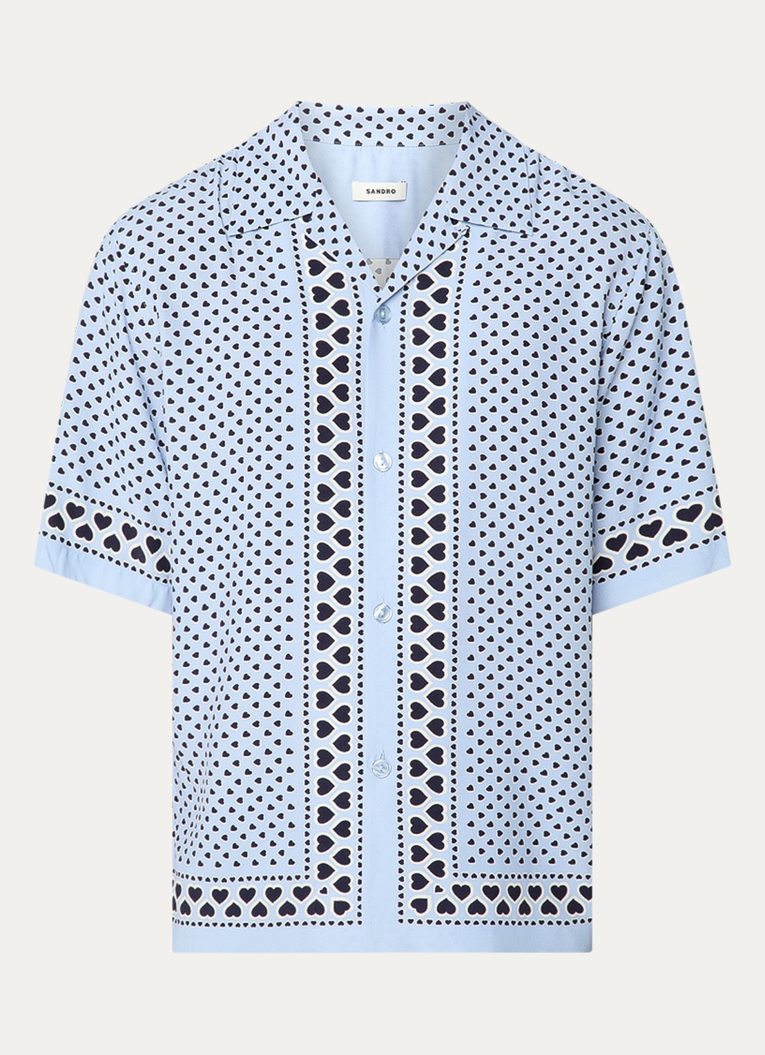 Sandro Regular fit overhemd met print - voorkant 3 blauwgrijs