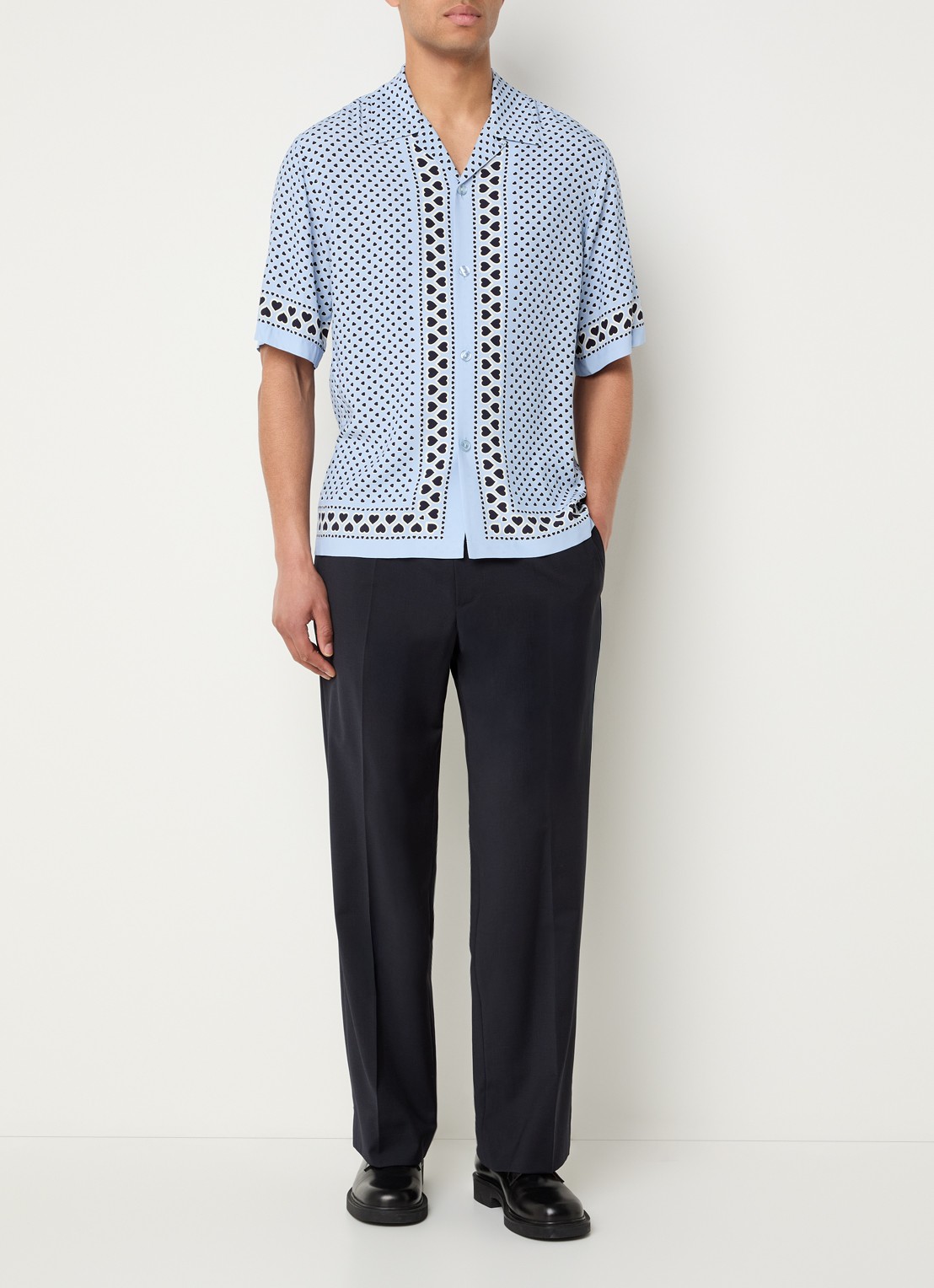 Sandro Regular fit overhemd met print - voorkant 4 blauwgrijs
