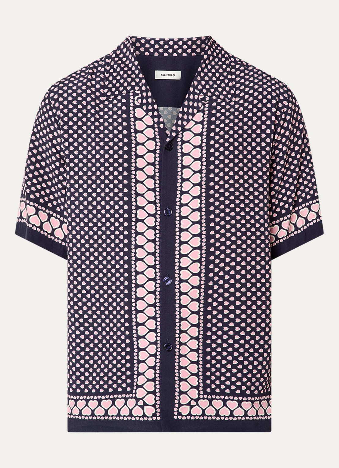 Sandro Regular fit overhemd met print - voorkant 2 donkerblauw