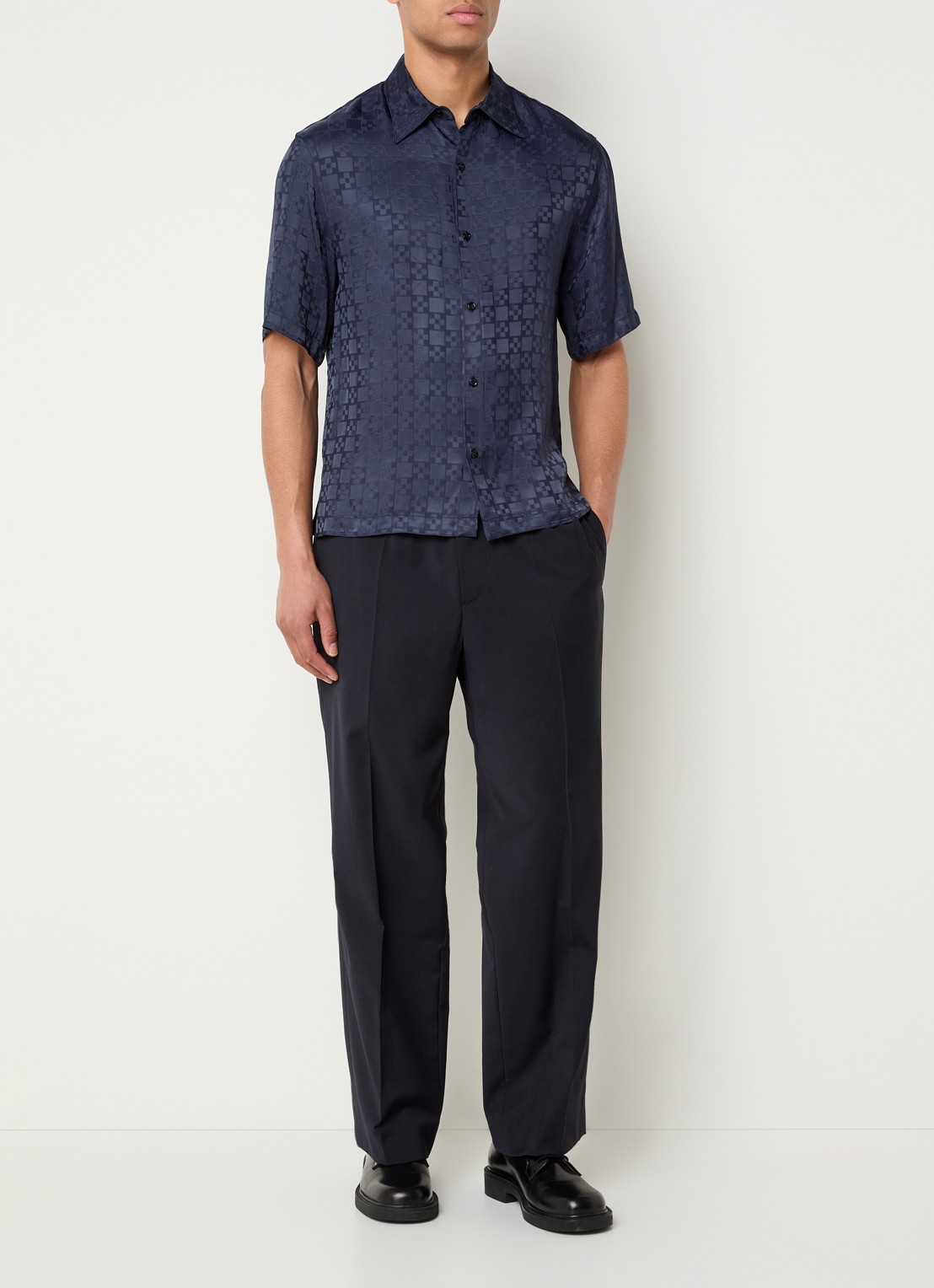 Sandro Regular fit overhemd met print - voorkant 3 donkerblauw