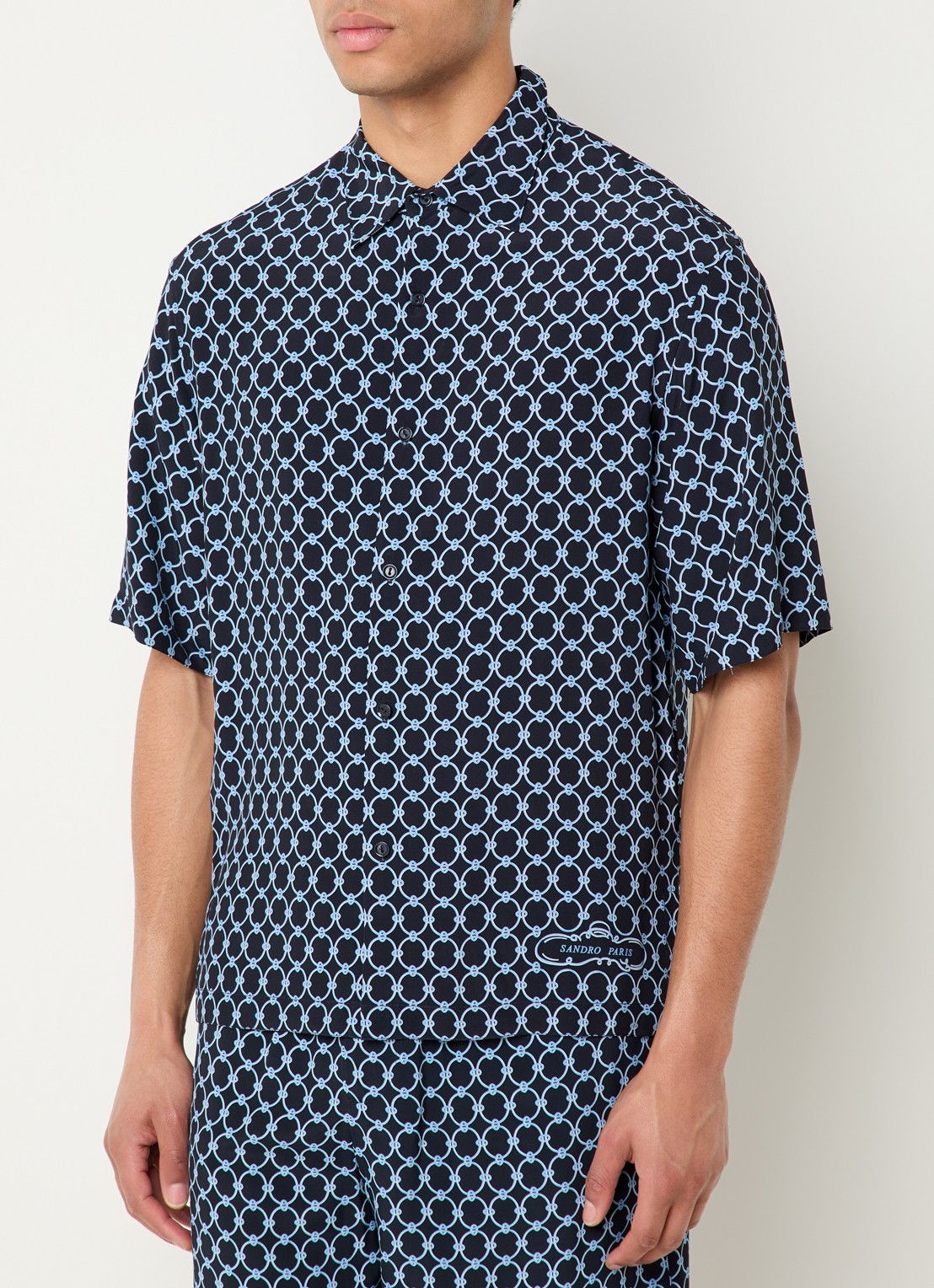Sandro Regular fit overhemd met print - detail 4 donkerblauw