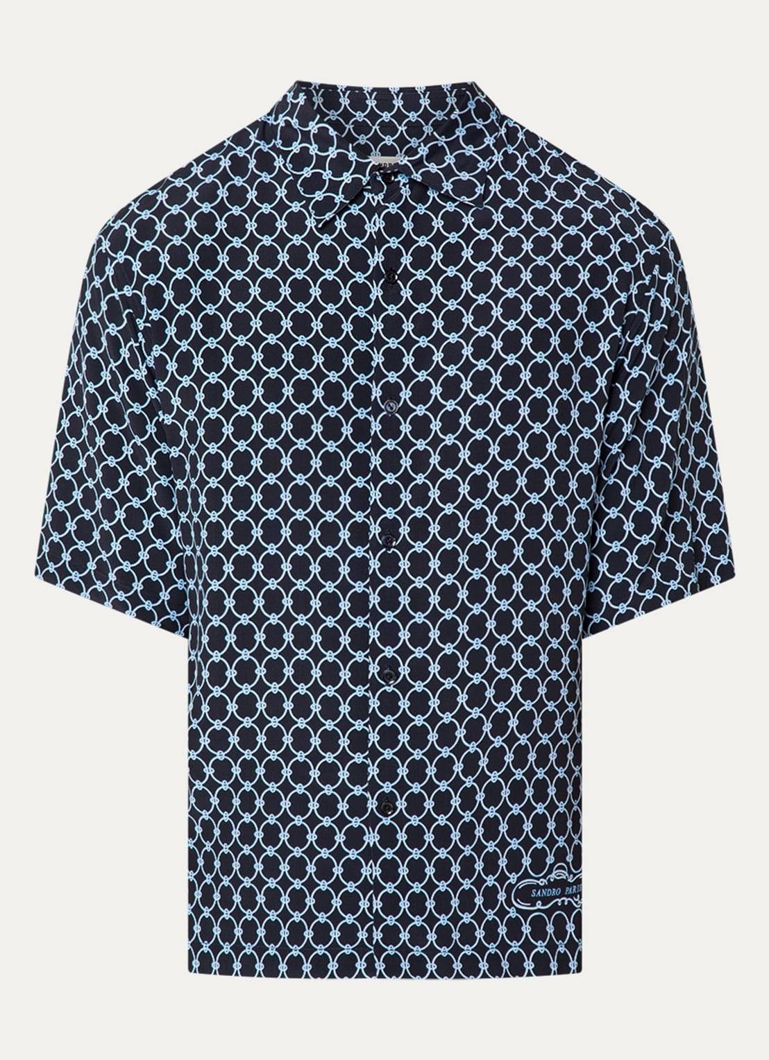 Sandro Regular fit overhemd met print - voorkant donkerblauw