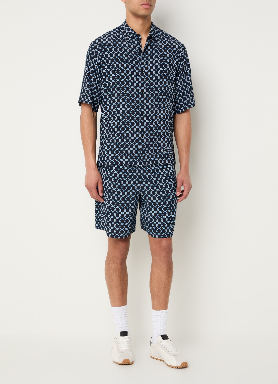 Sandro Regular fit overhemd met print - voorkant 2 donkerblauw