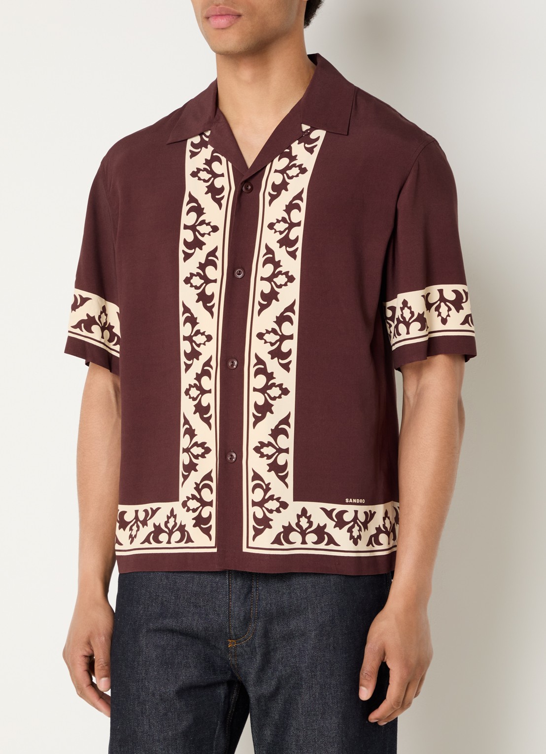 Sandro Regular fit overhemd met print - detail bruin