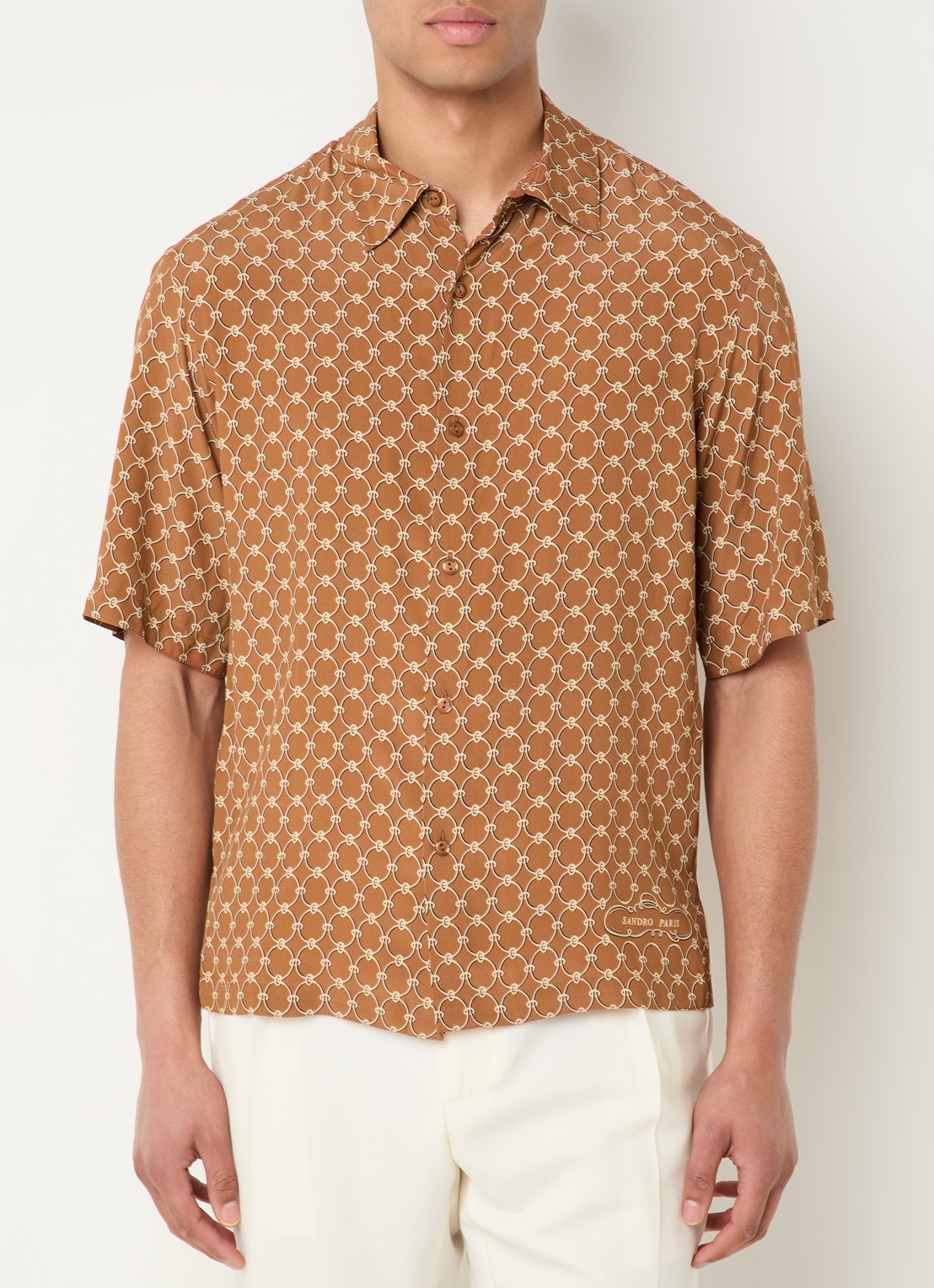Sandro Regular fit overhemd met print - detail bruin