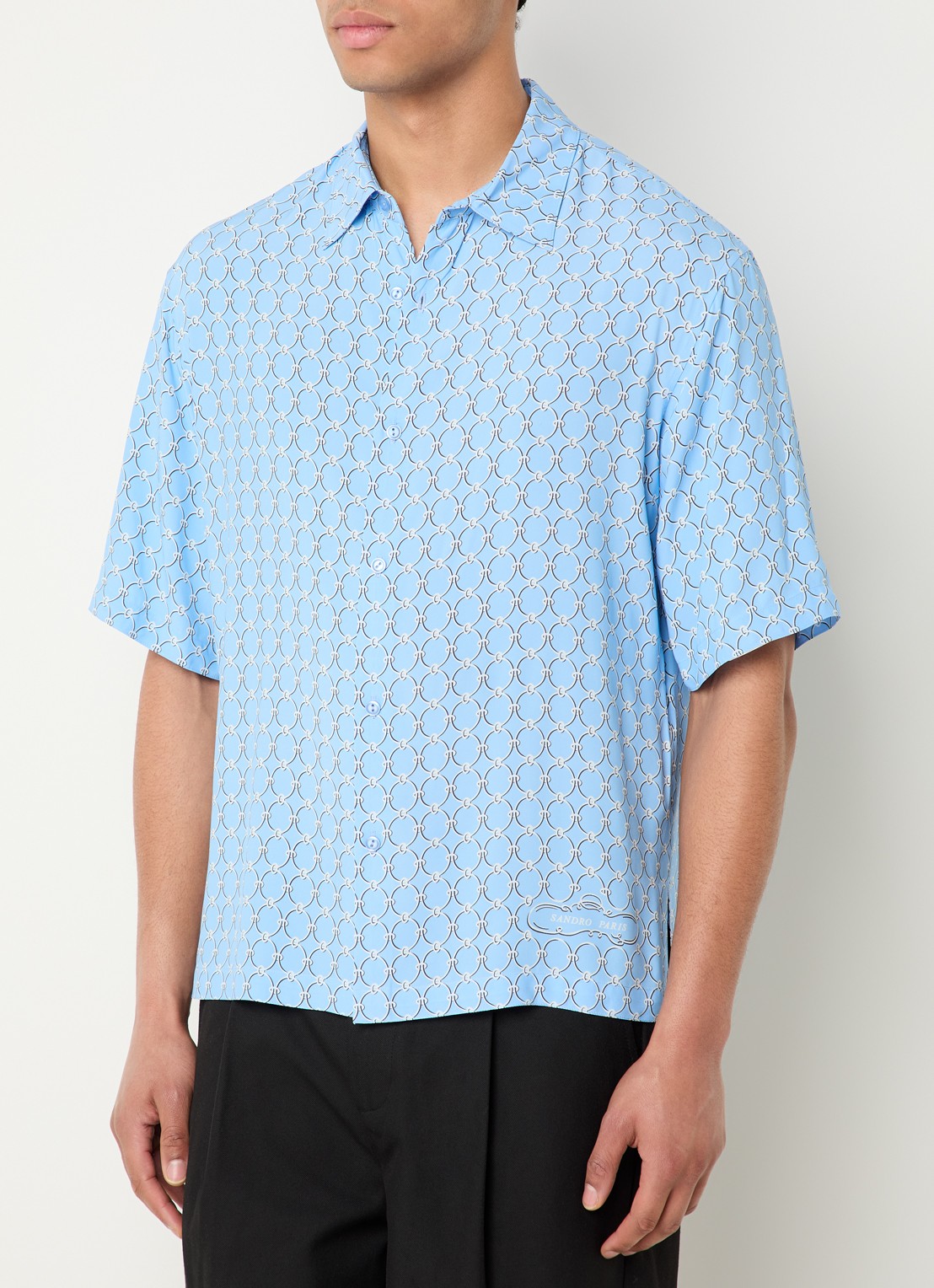 Sandro Regular fit overhemd met print - detail 4 blauwgrijs