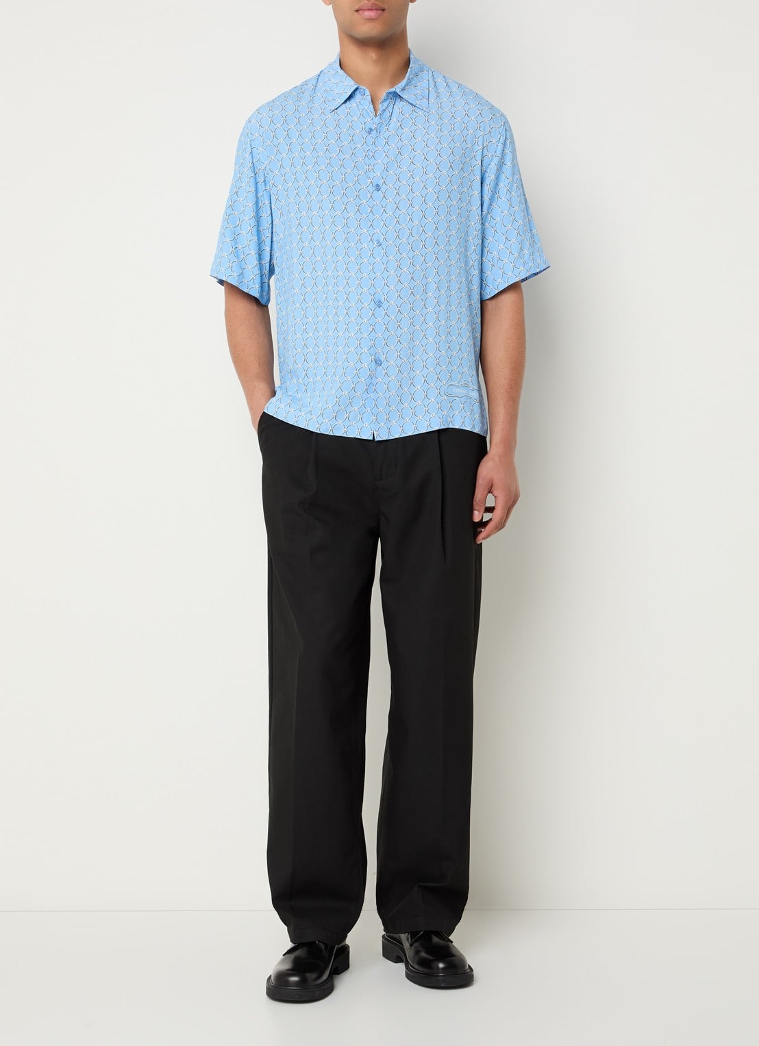Sandro Regular fit overhemd met print - voorkant 3 blauwgrijs