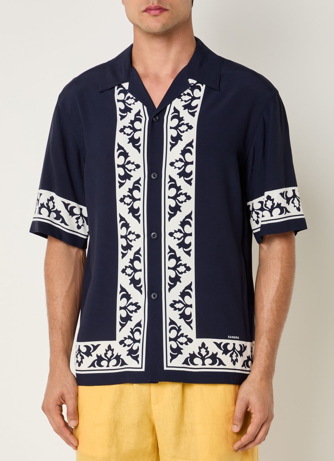 Sandro Regular fit overhemd met print - detail donkerblauw