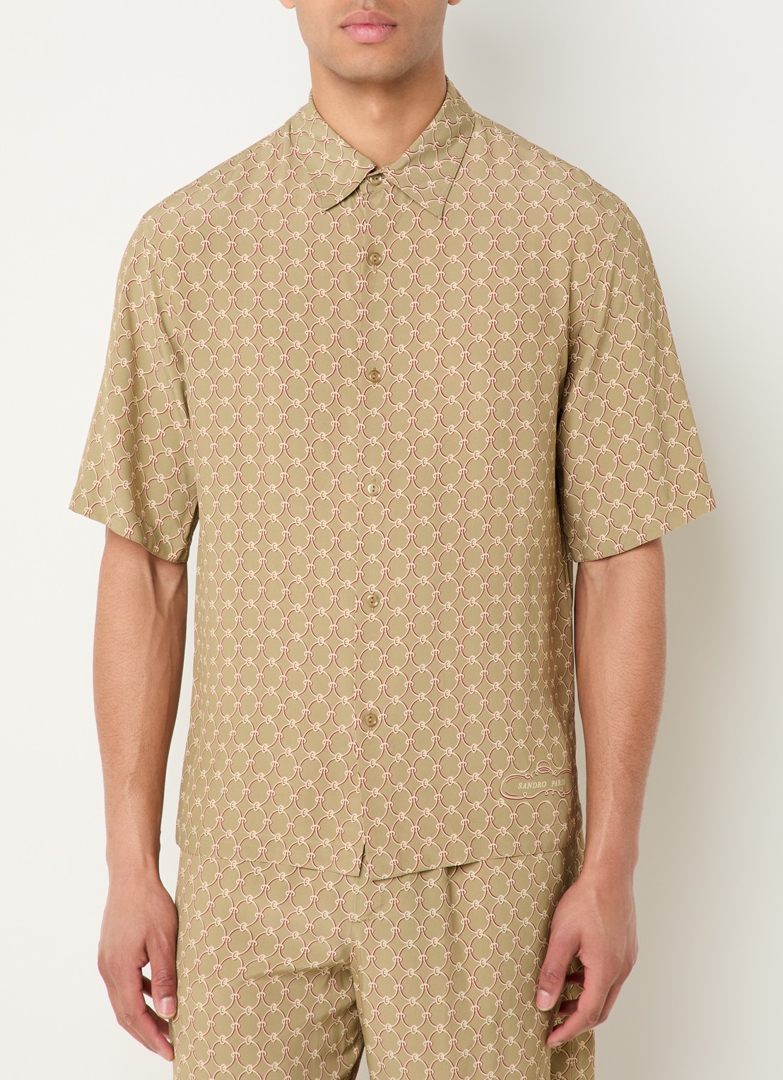 Sandro Regular fit overhemd met print - detail 2 khaki