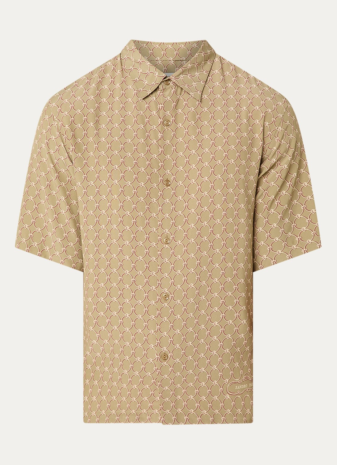 Sandro Regular fit overhemd met print - voorkant 3 khaki