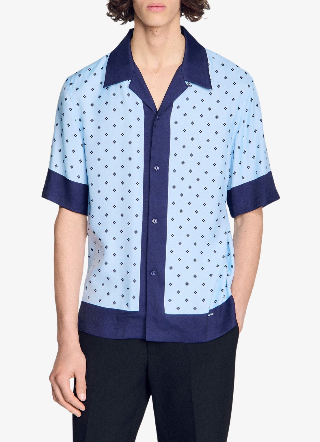 Sandro Regular fit overhemd met print - detail 3 lichtblauw