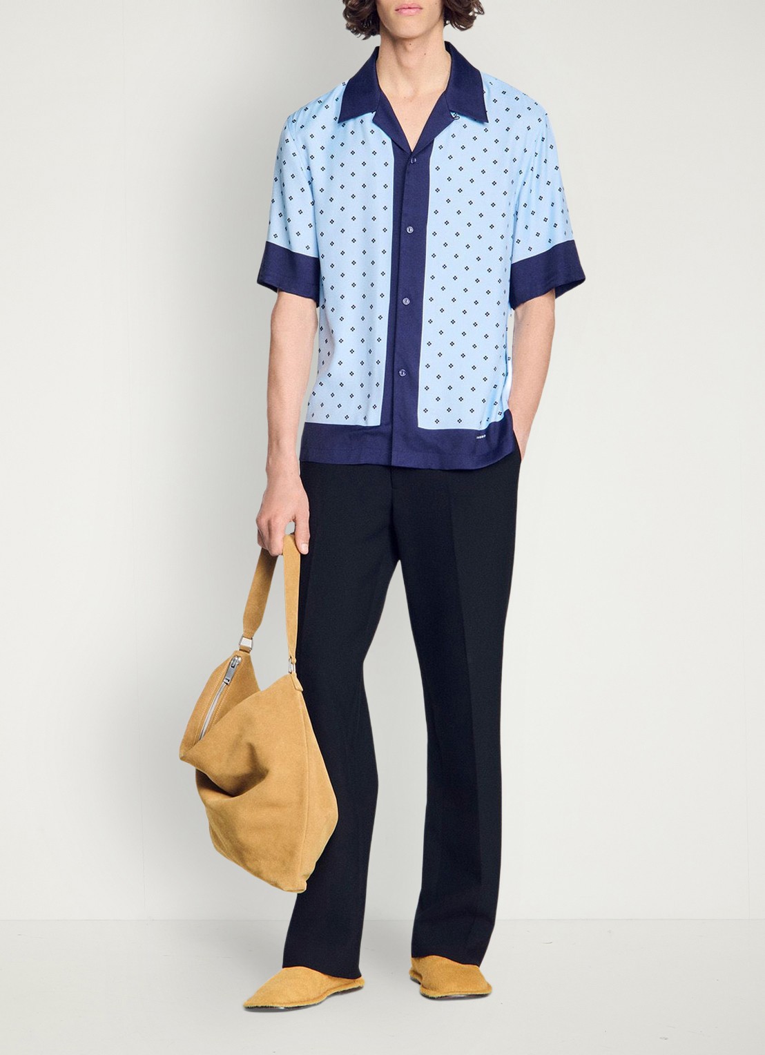 Sandro Regular fit overhemd met print - detail 4 lichtblauw