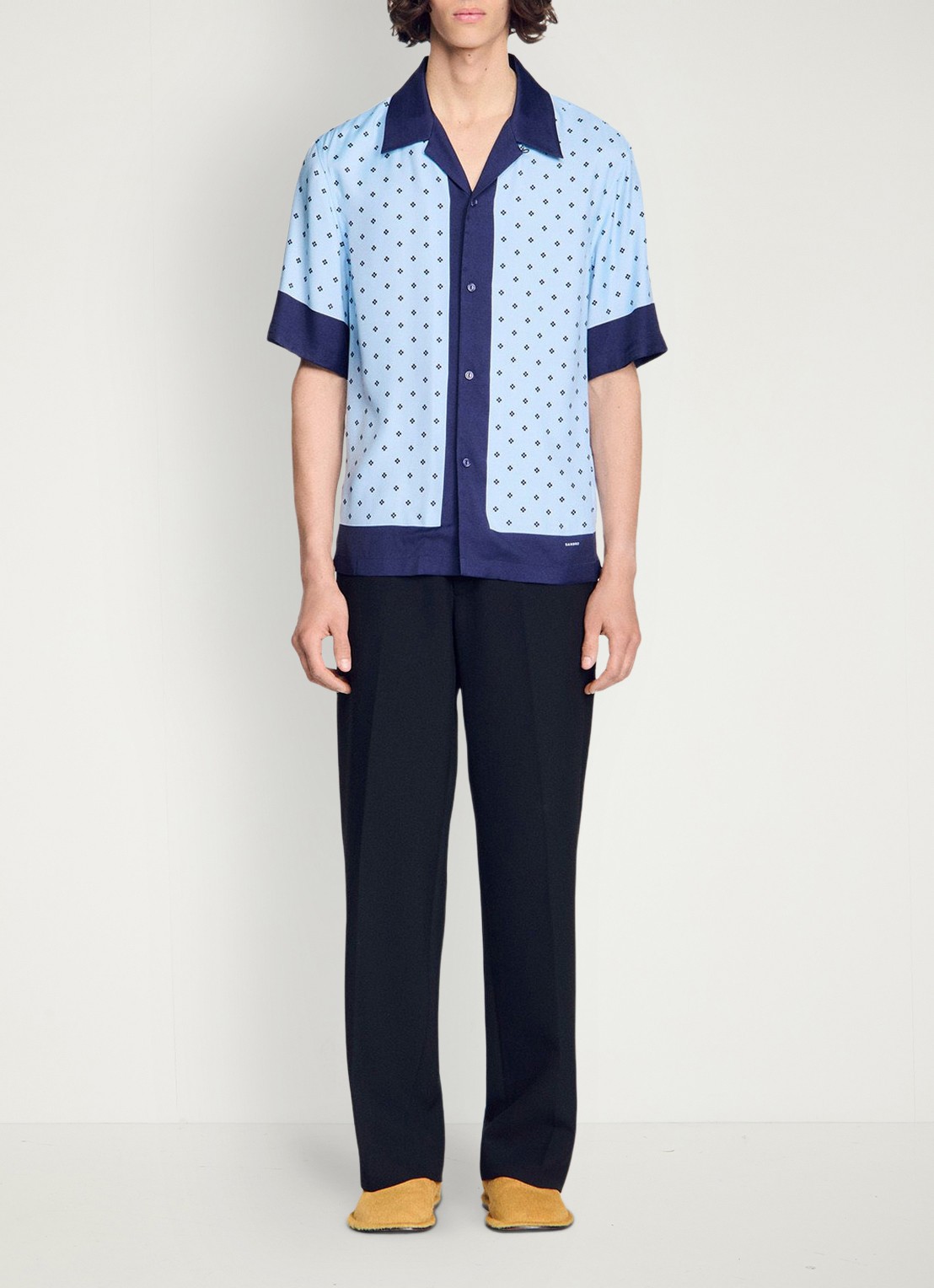 Sandro Regular fit overhemd met print - voorkant 2 lichtblauw